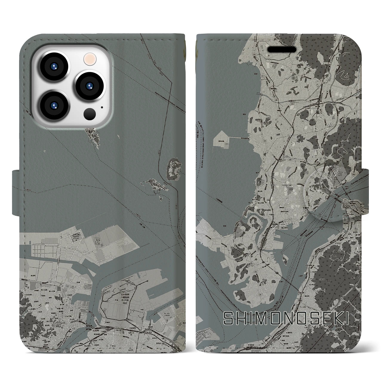 【下関(山口県)】地図柄iPhoneケース(手帳タイプ)