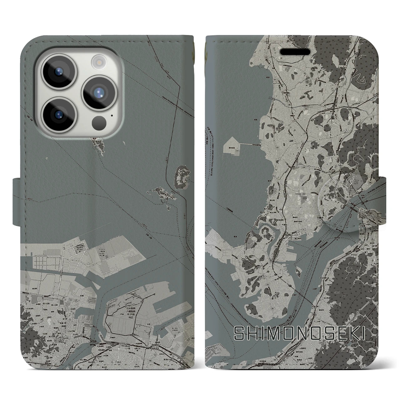 【下関(山口県)】地図柄iPhoneケース(手帳タイプ)