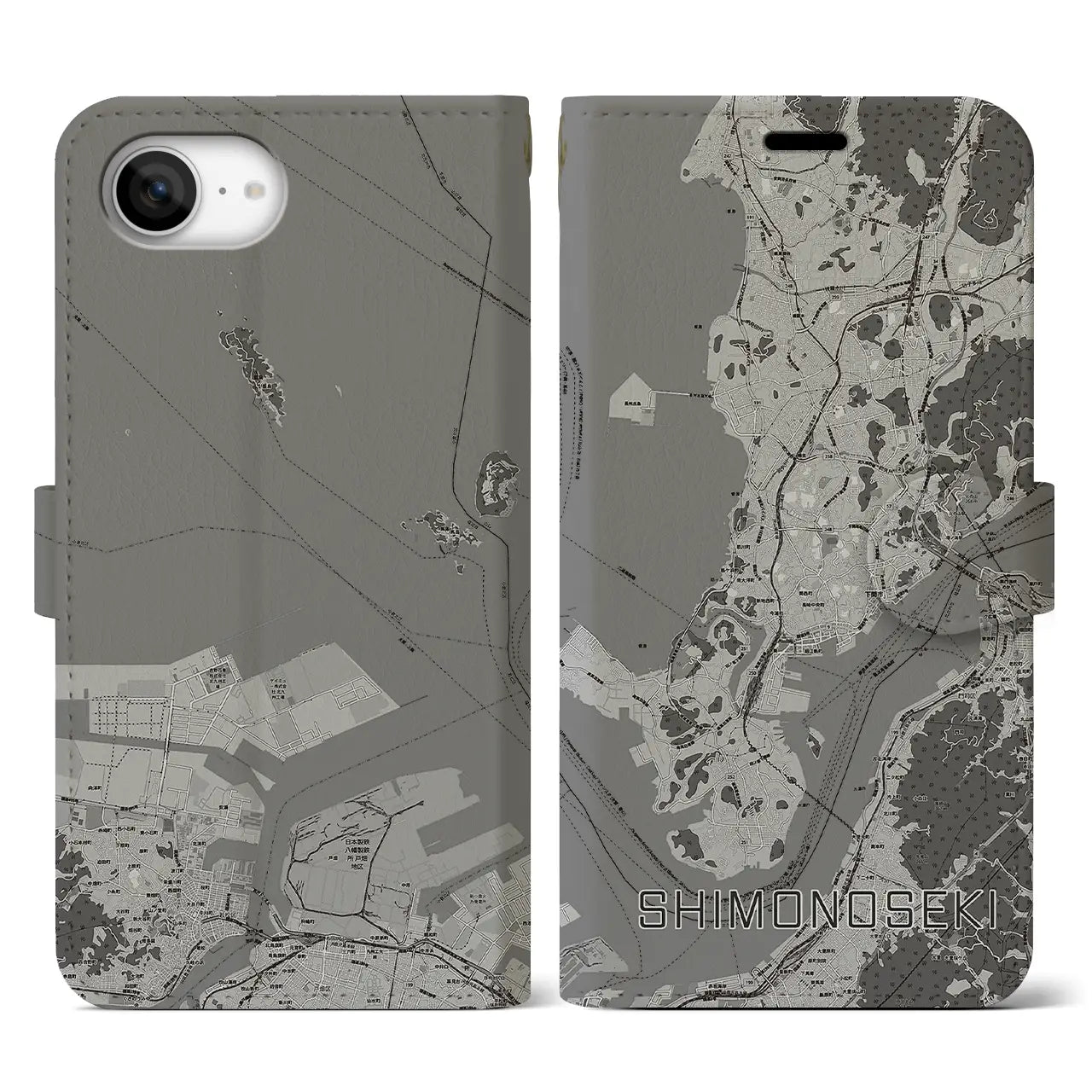 【下関(山口県)】地図柄iPhoneケース(手帳タイプ)