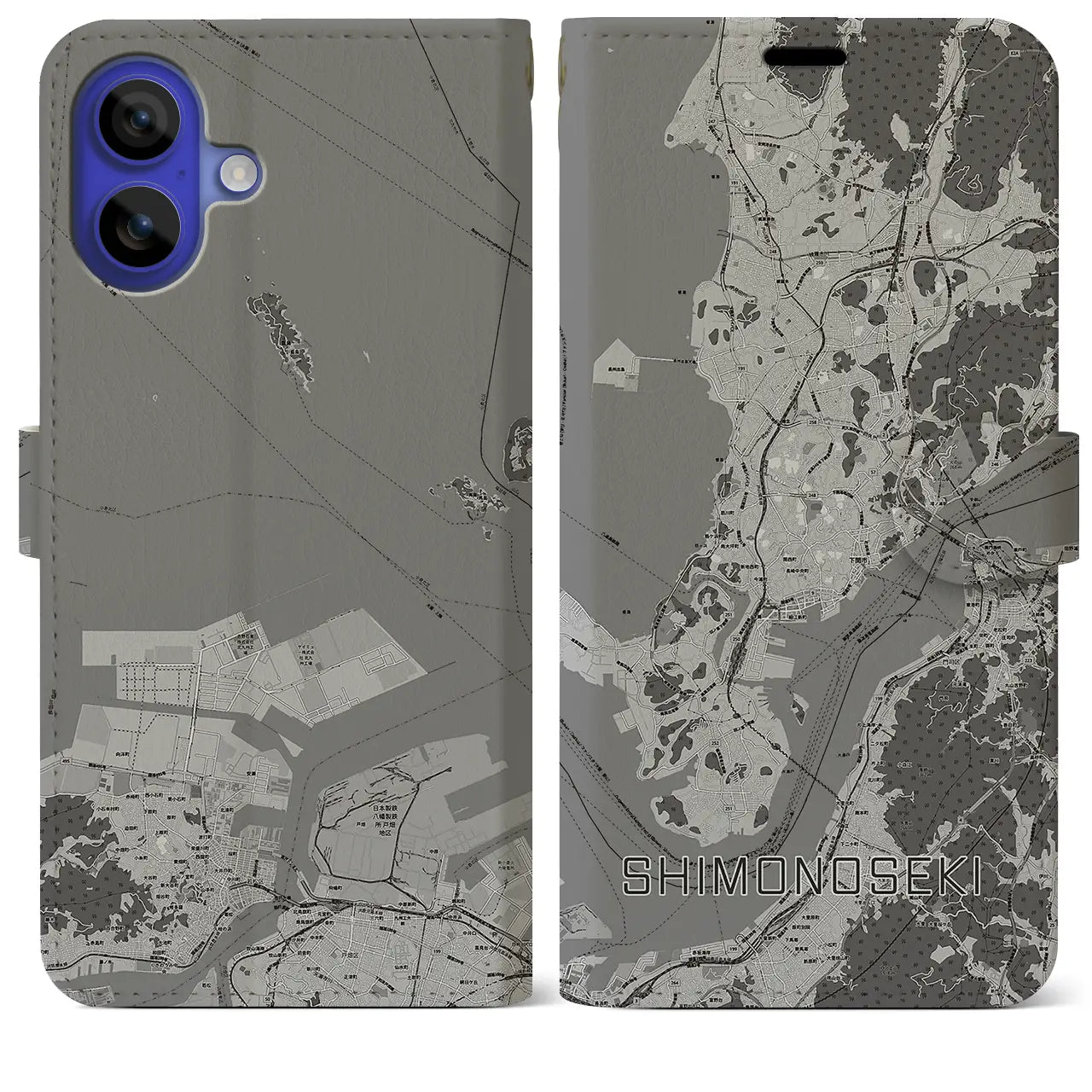 【下関(山口県)】地図柄iPhoneケース(手帳タイプ)