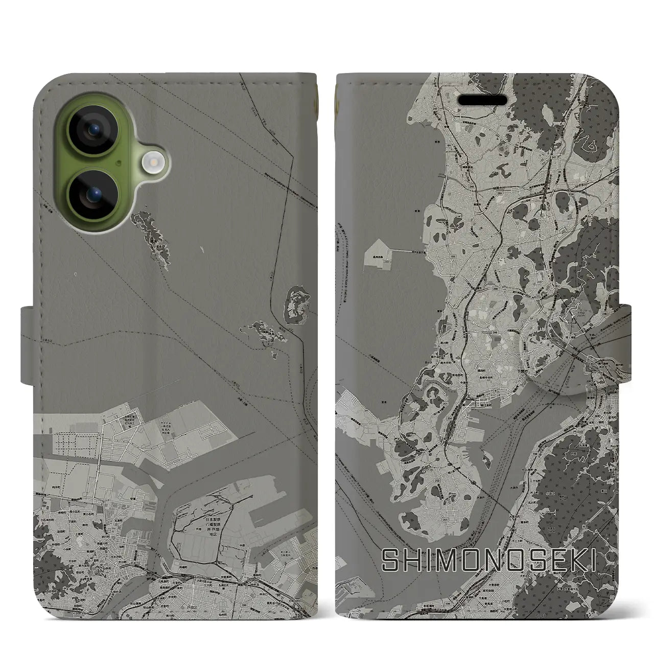 【下関(山口県)】地図柄iPhoneケース(手帳タイプ)