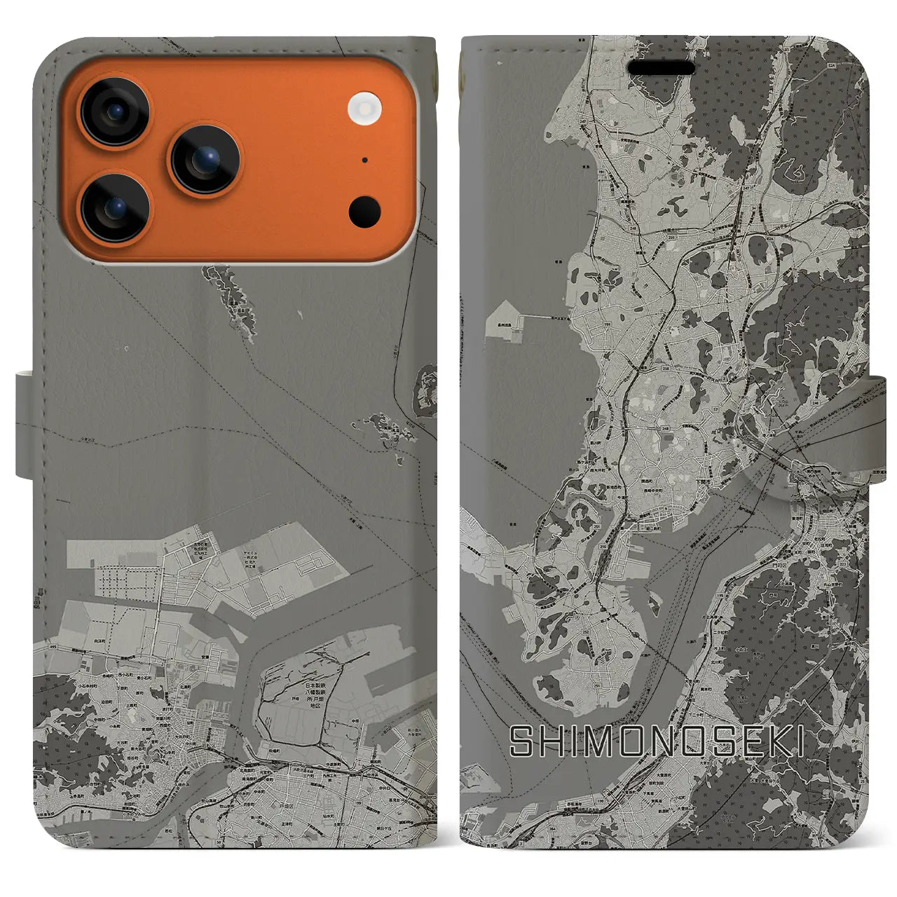 【下関(山口県)】地図柄iPhoneケース(手帳タイプ)