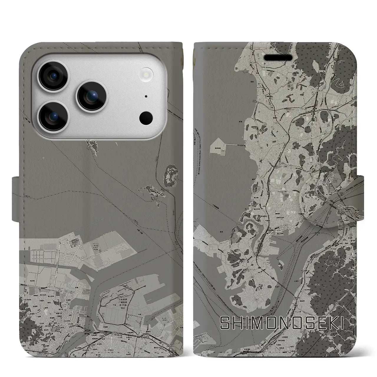 【下関(山口県)】地図柄iPhoneケース(手帳タイプ)