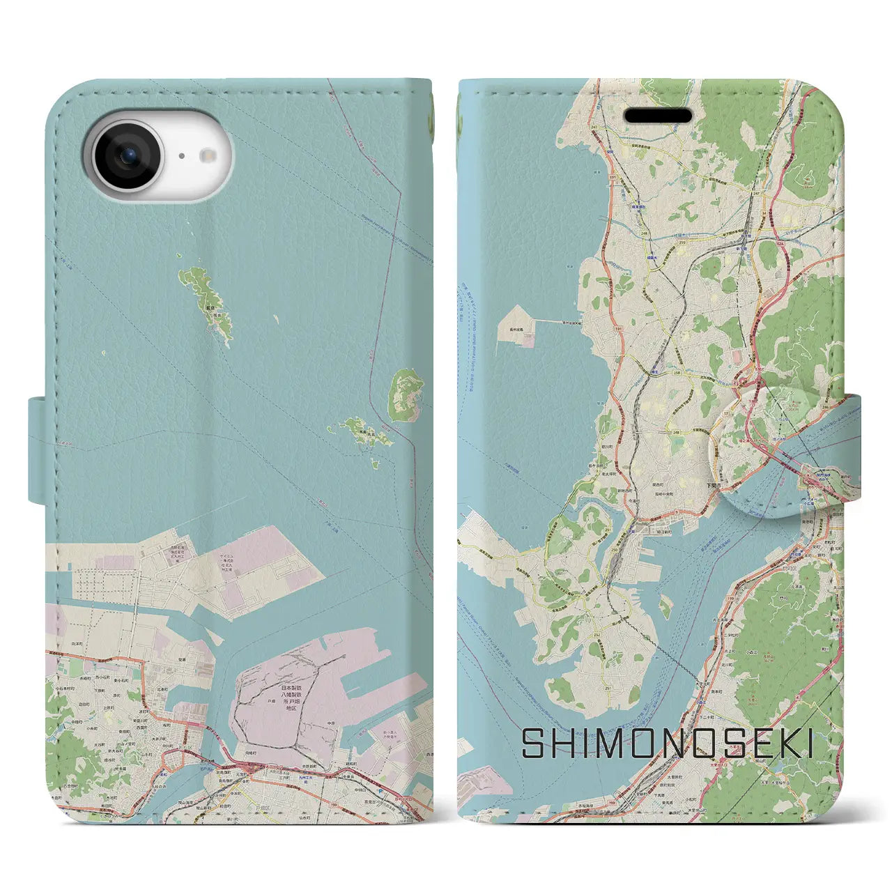 【下関(山口県)】地図柄iPhoneケース(手帳タイプ)