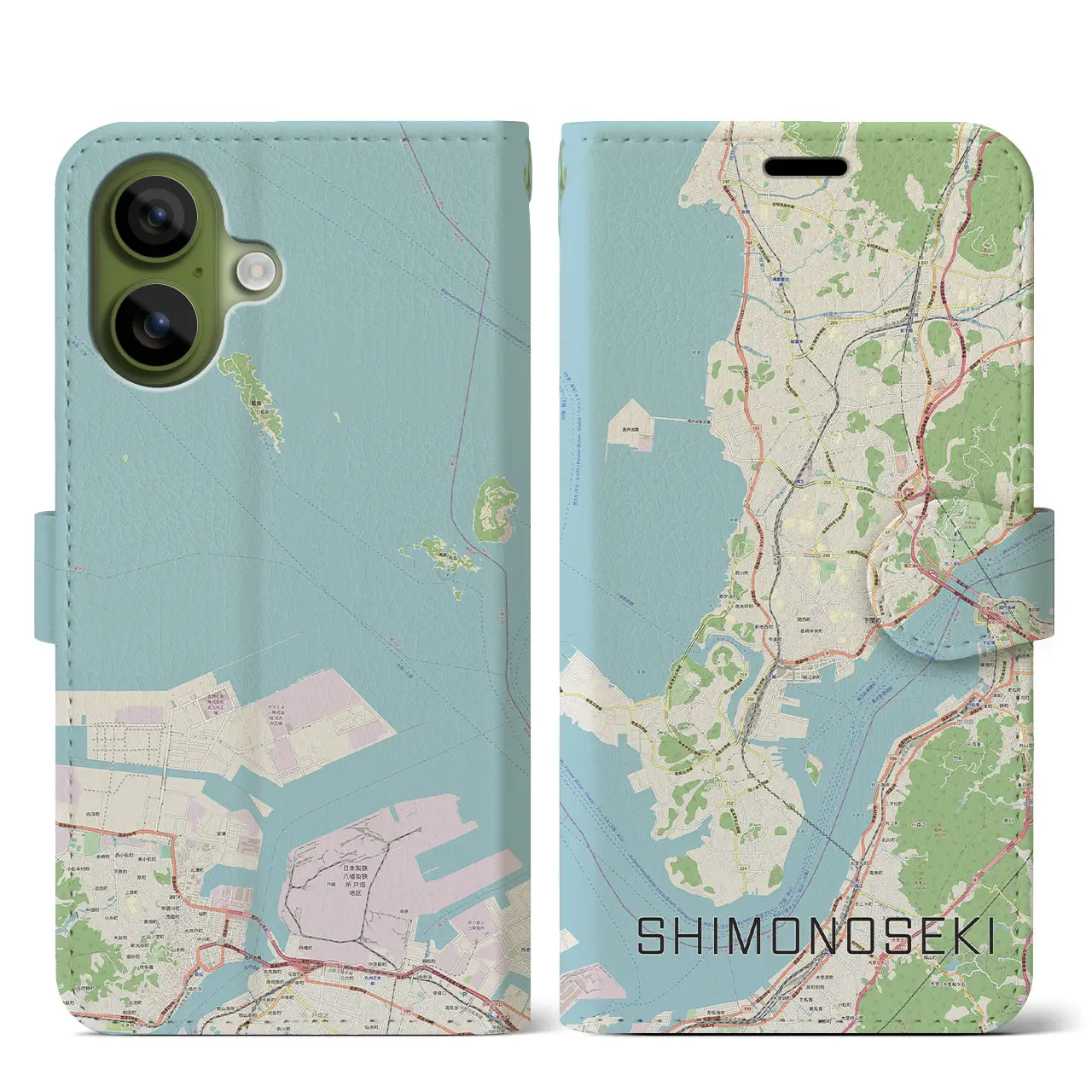 【下関(山口県)】地図柄iPhoneケース(手帳タイプ)