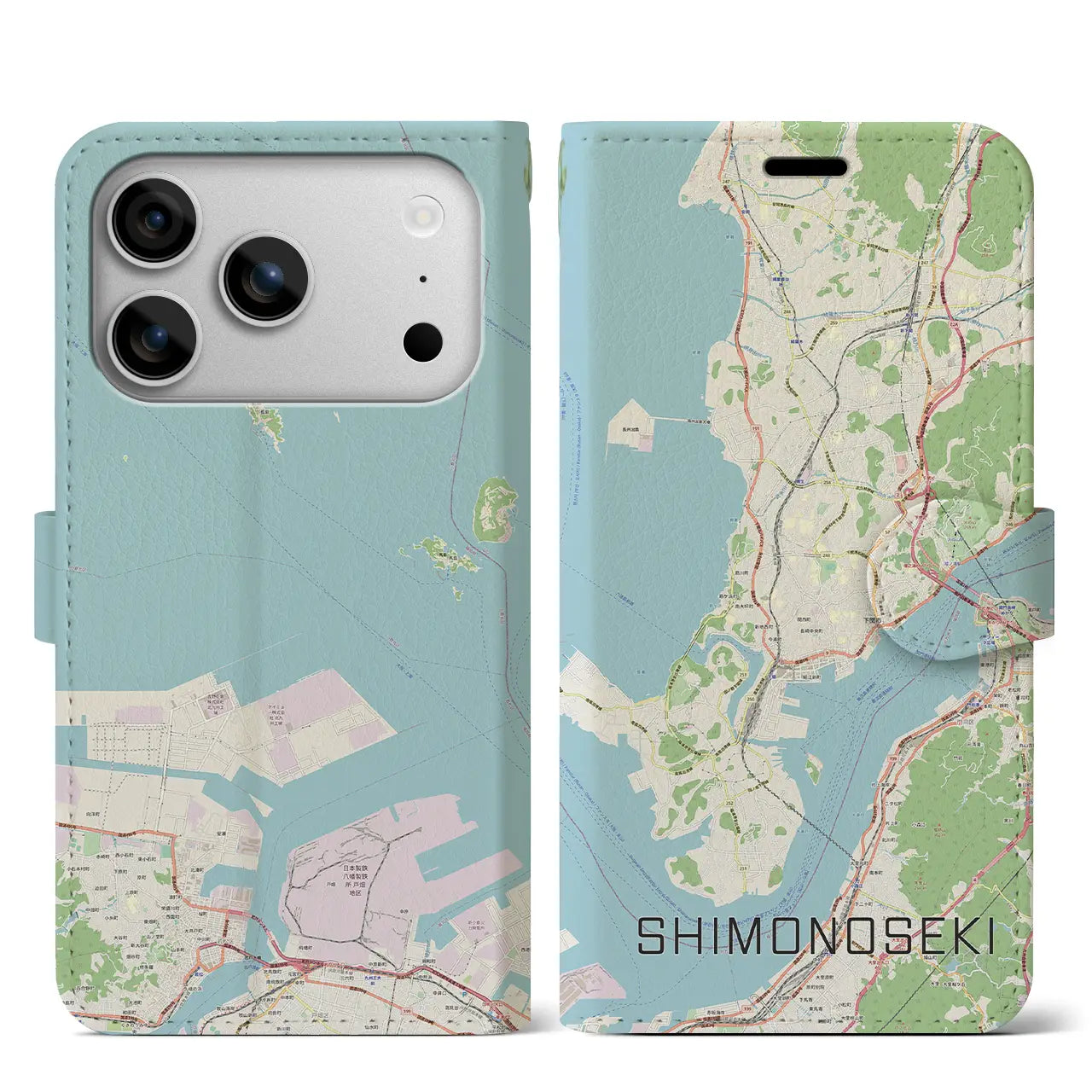 【下関(山口県)】地図柄iPhoneケース(手帳タイプ)