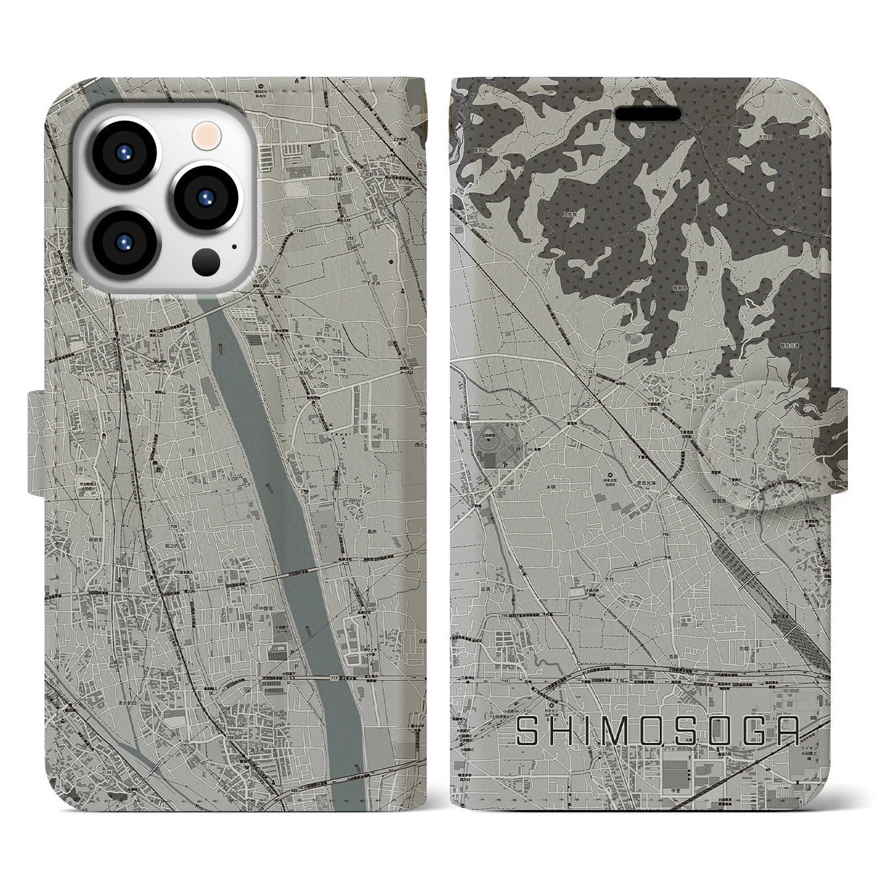 【下曽我(神奈川県)】地図柄iPhoneケース(手帳タイプ)