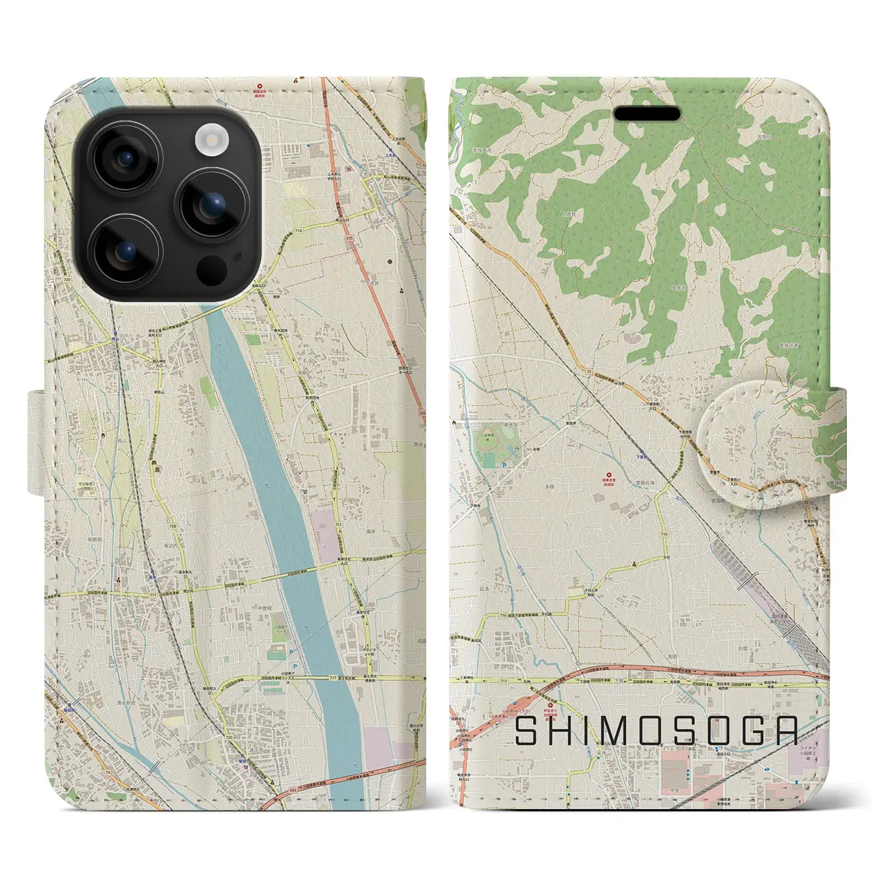 【下曽我(神奈川県)】地図柄iPhoneケース(手帳タイプ)ナチュラル・iPhone 16 用