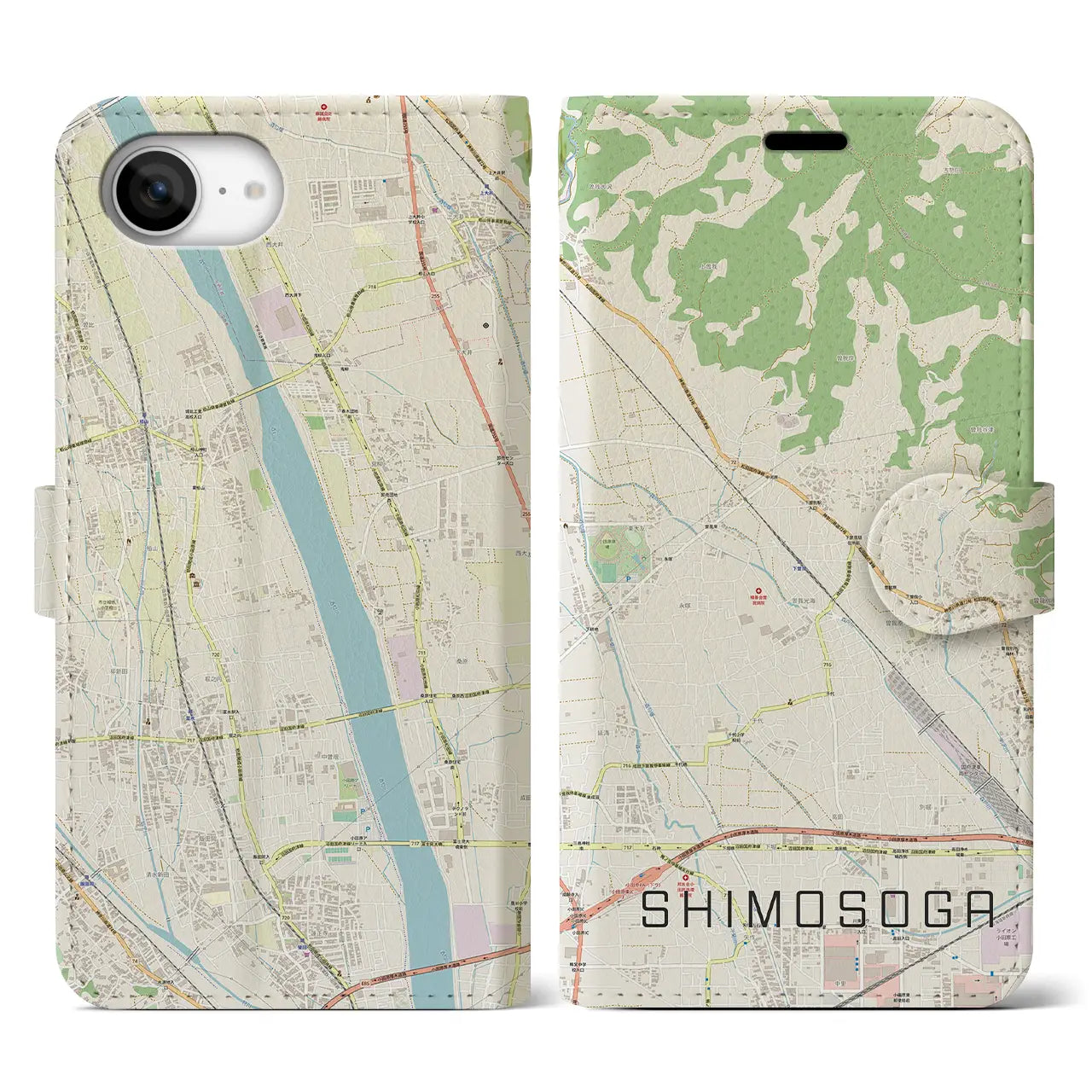 【下曽我(神奈川県)】地図柄iPhoneケース(手帳タイプ)