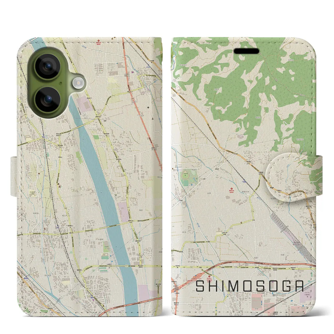 【下曽我(神奈川県)】地図柄iPhoneケース(手帳タイプ)ナチュラル・iPhone 17 Pro Max 用