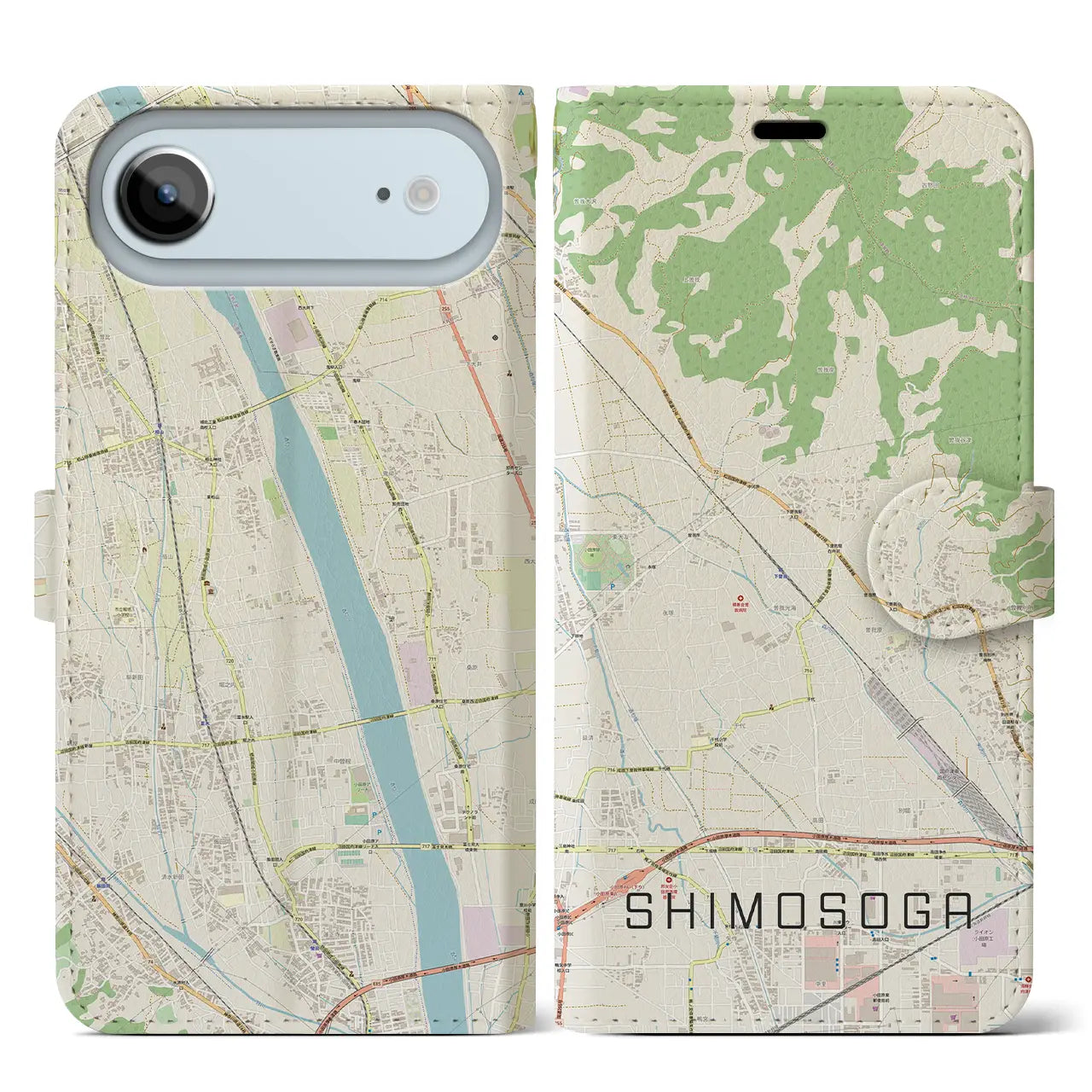 【下曽我(神奈川県)】地図柄iPhoneケース(手帳タイプ)モノトーン・iPhone 17 Pro Max 用