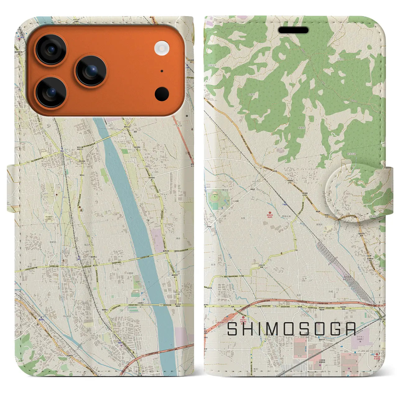 【下曽我(神奈川県)】地図柄iPhoneケース(手帳タイプ)