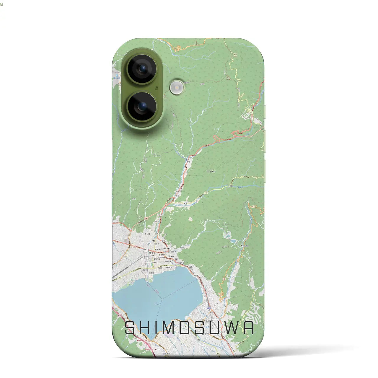 【下諏訪(長野県)】地図柄iPhoneケース(バックカバータイプ)ブラック・iPhone 17 Pro Max 用