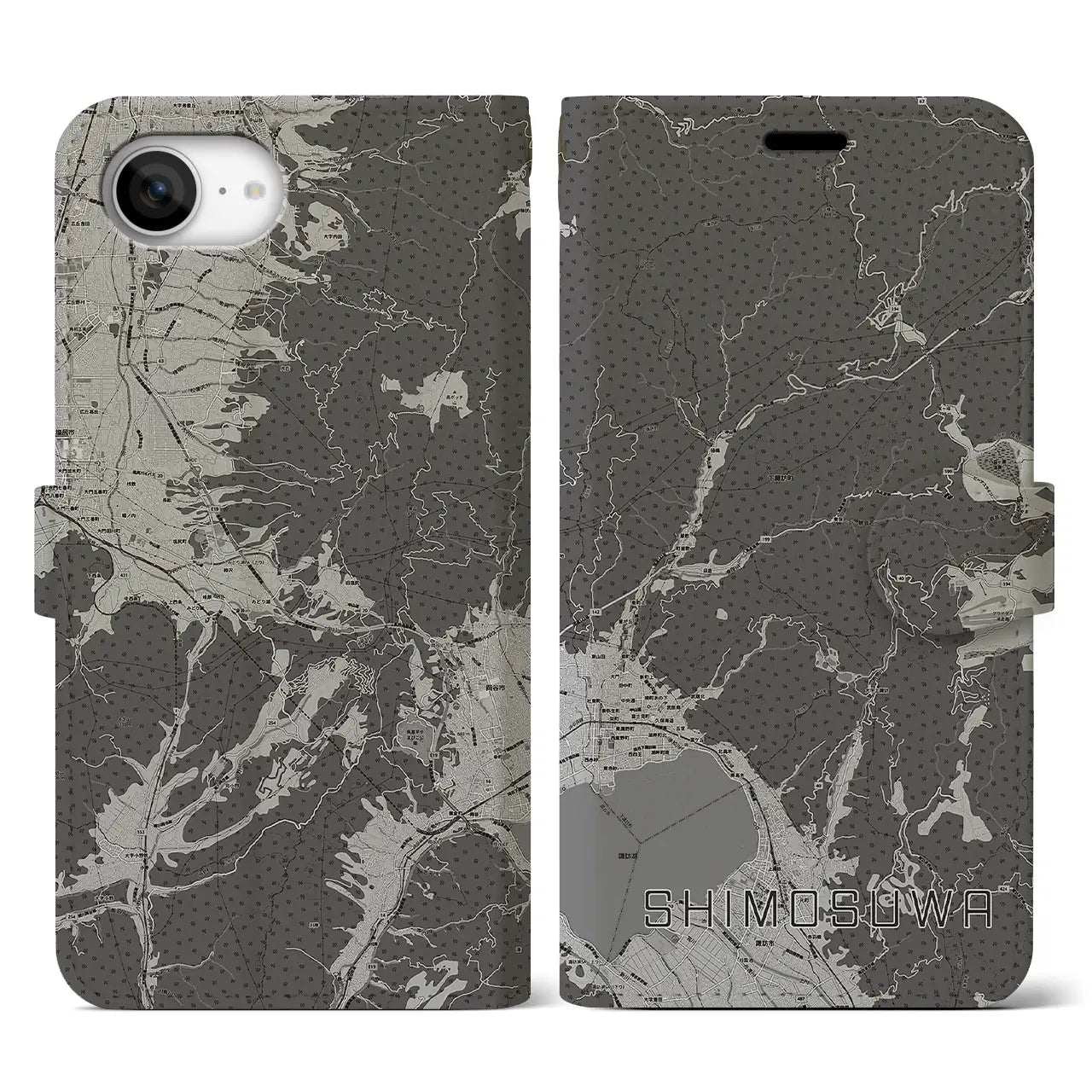 【下諏訪(長野県)】地図柄iPhoneケース(手帳タイプ)