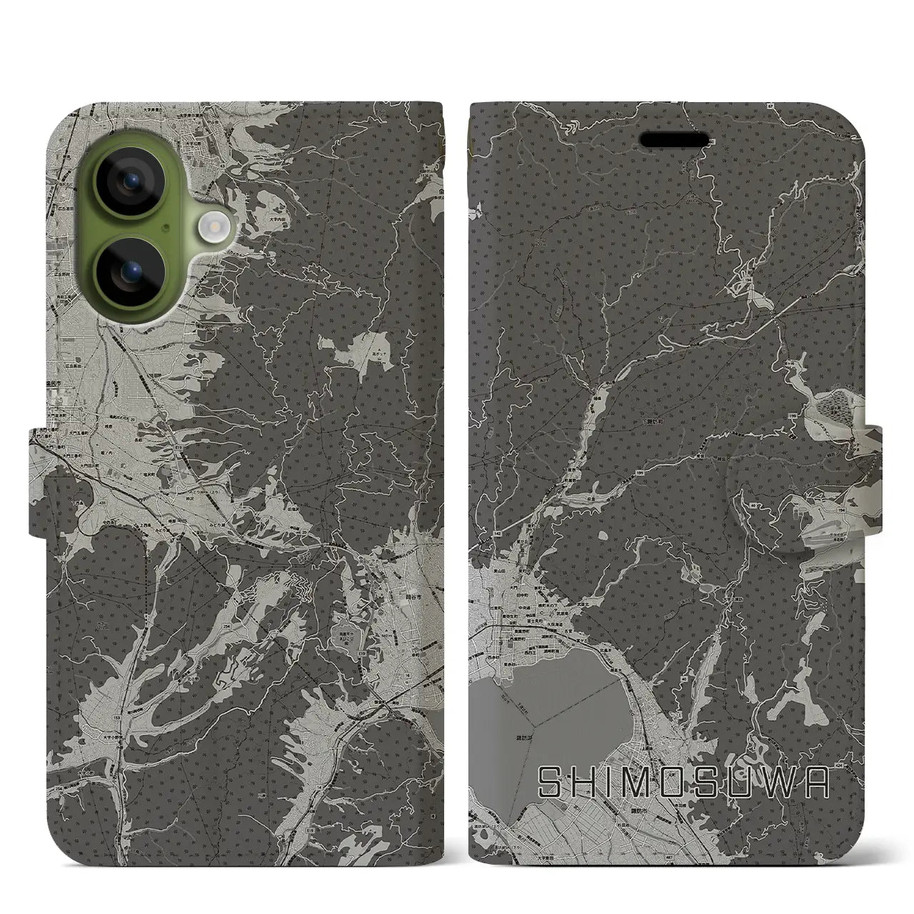 【下諏訪(長野県)】地図柄iPhoneケース(手帳タイプ)