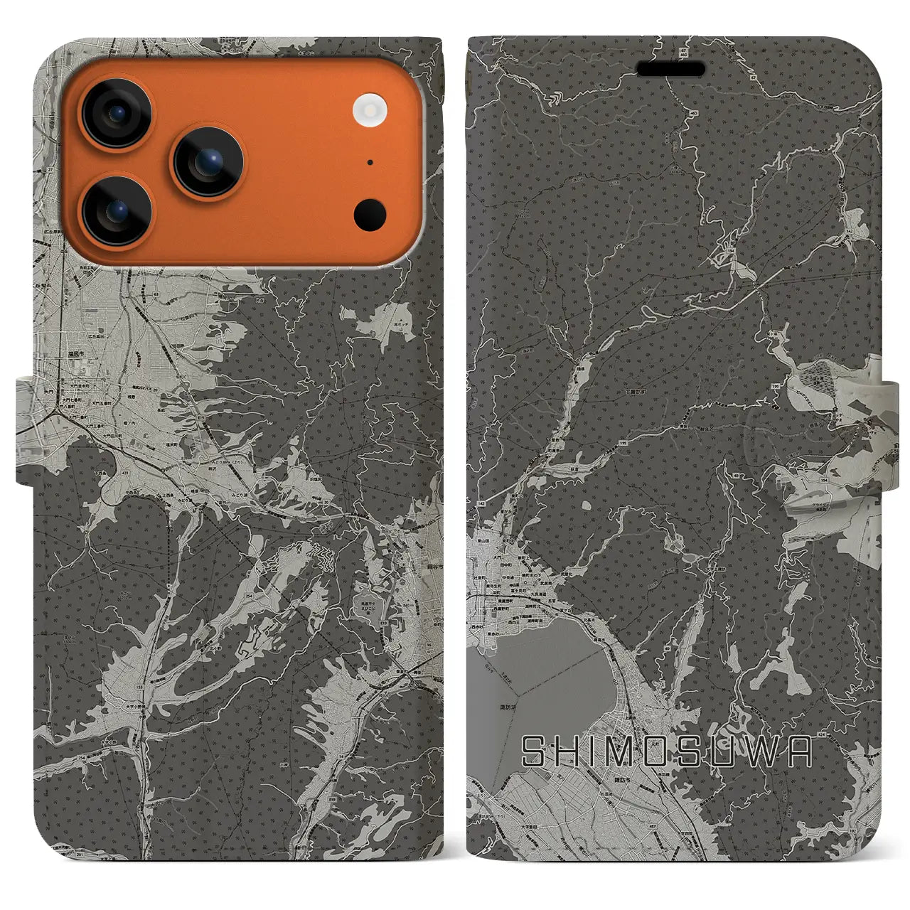 【下諏訪(長野県)】地図柄iPhoneケース(手帳タイプ)