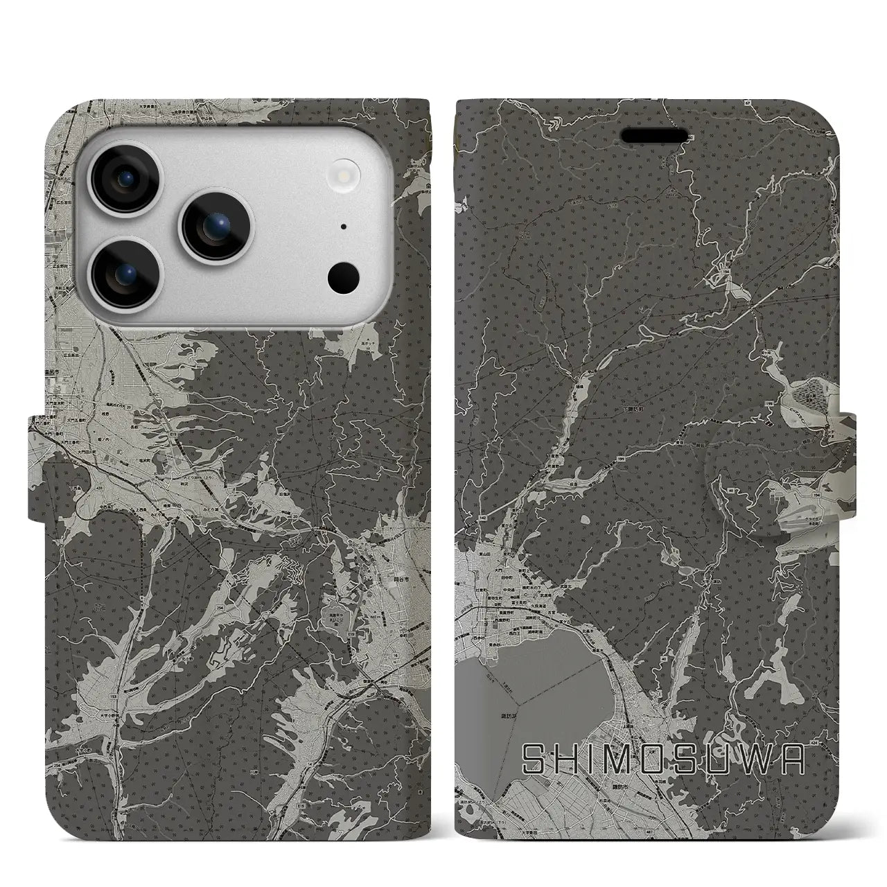 【下諏訪(長野県)】地図柄iPhoneケース(手帳タイプ)