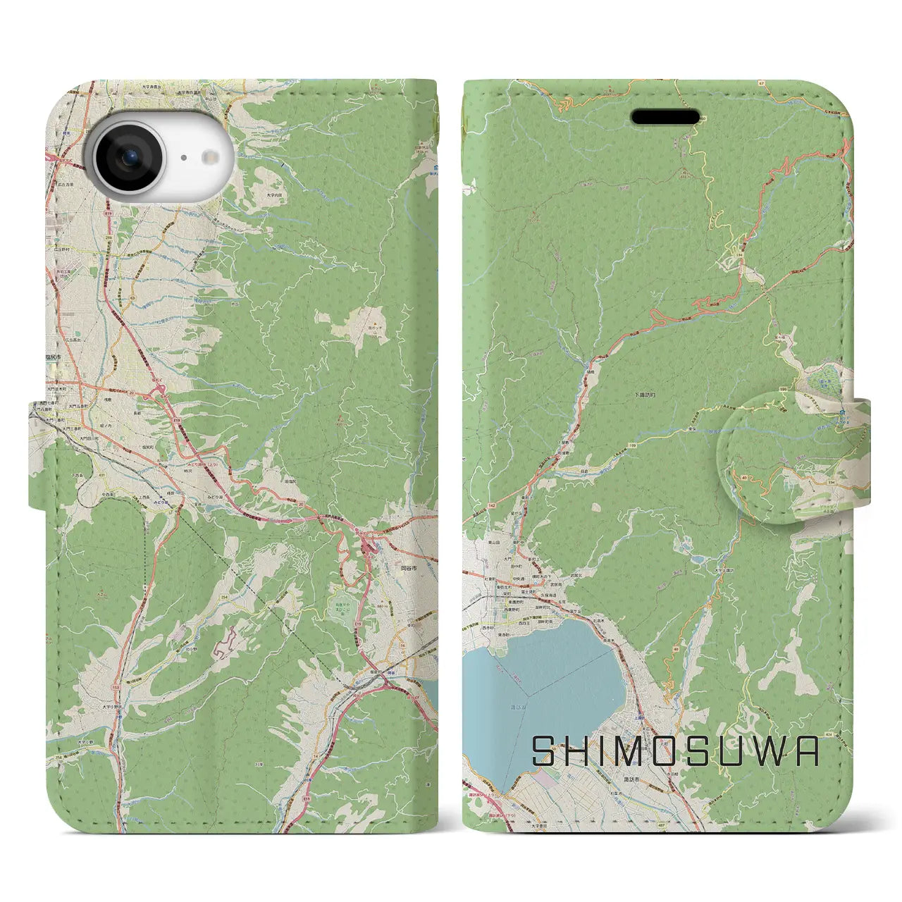 【下諏訪(長野県)】地図柄iPhoneケース(手帳タイプ)