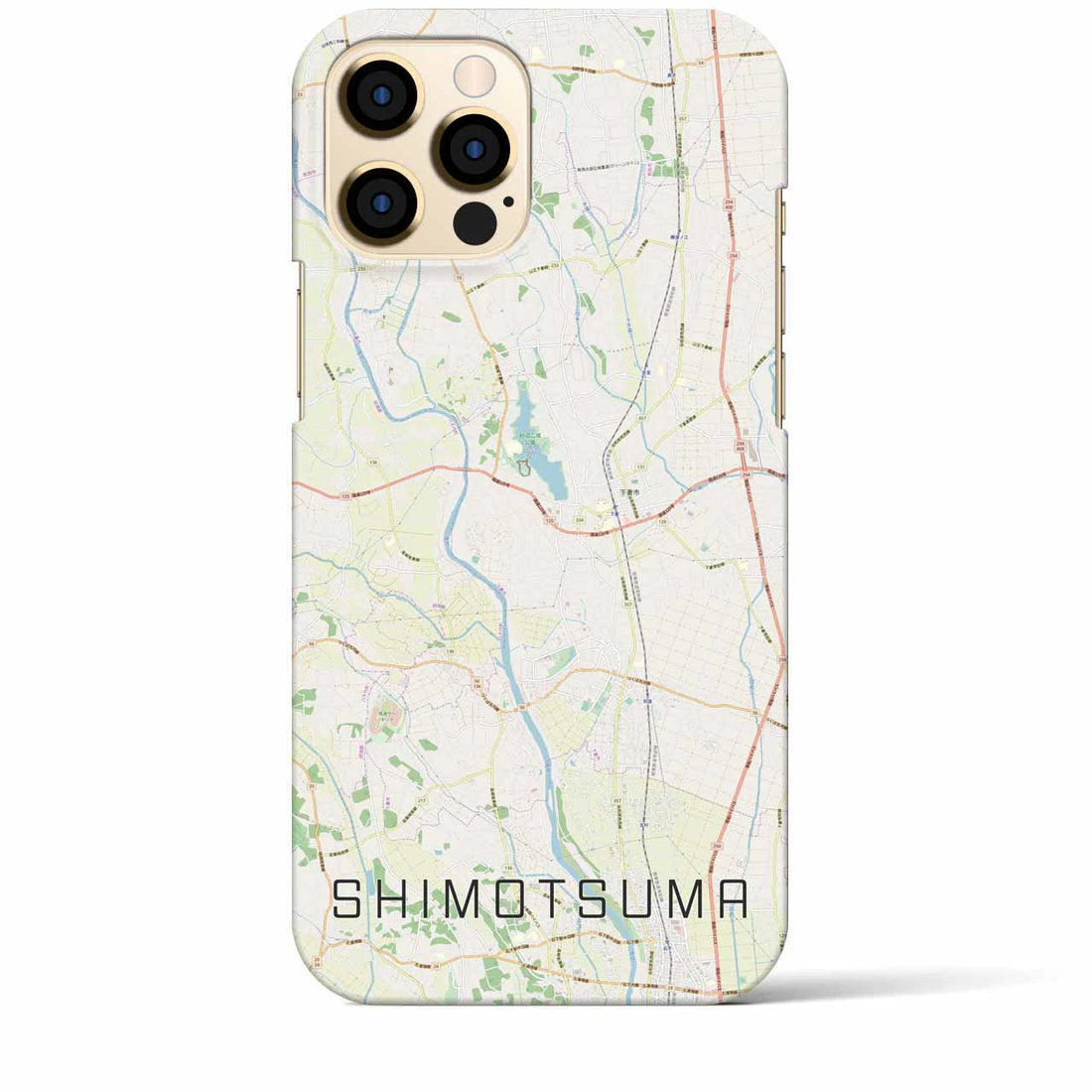 【下妻(茨城県)】地図柄iPhoneケース(バックカバータイプ)ナチュラル・iPhone 12 Pro Max 用