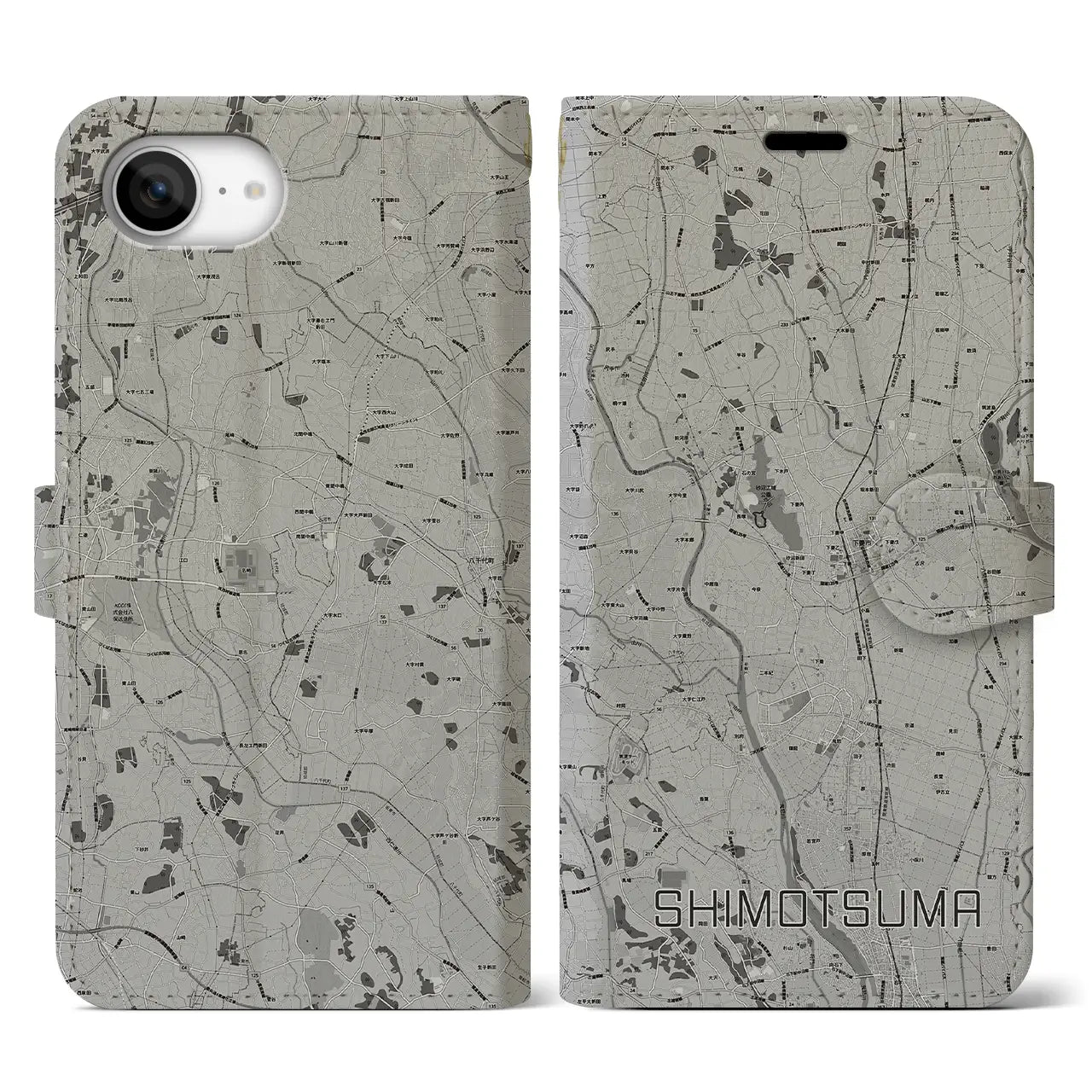 【下妻(茨城県)】地図柄iPhoneケース(手帳タイプ)