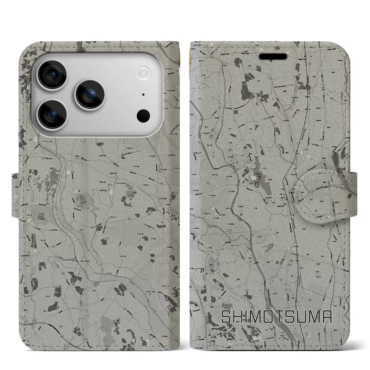 【下妻(茨城県)】地図柄iPhoneケース(手帳タイプ)