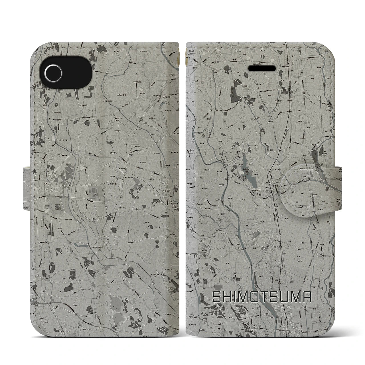 【下妻(茨城県)】地図柄iPhoneケース(手帳タイプ)