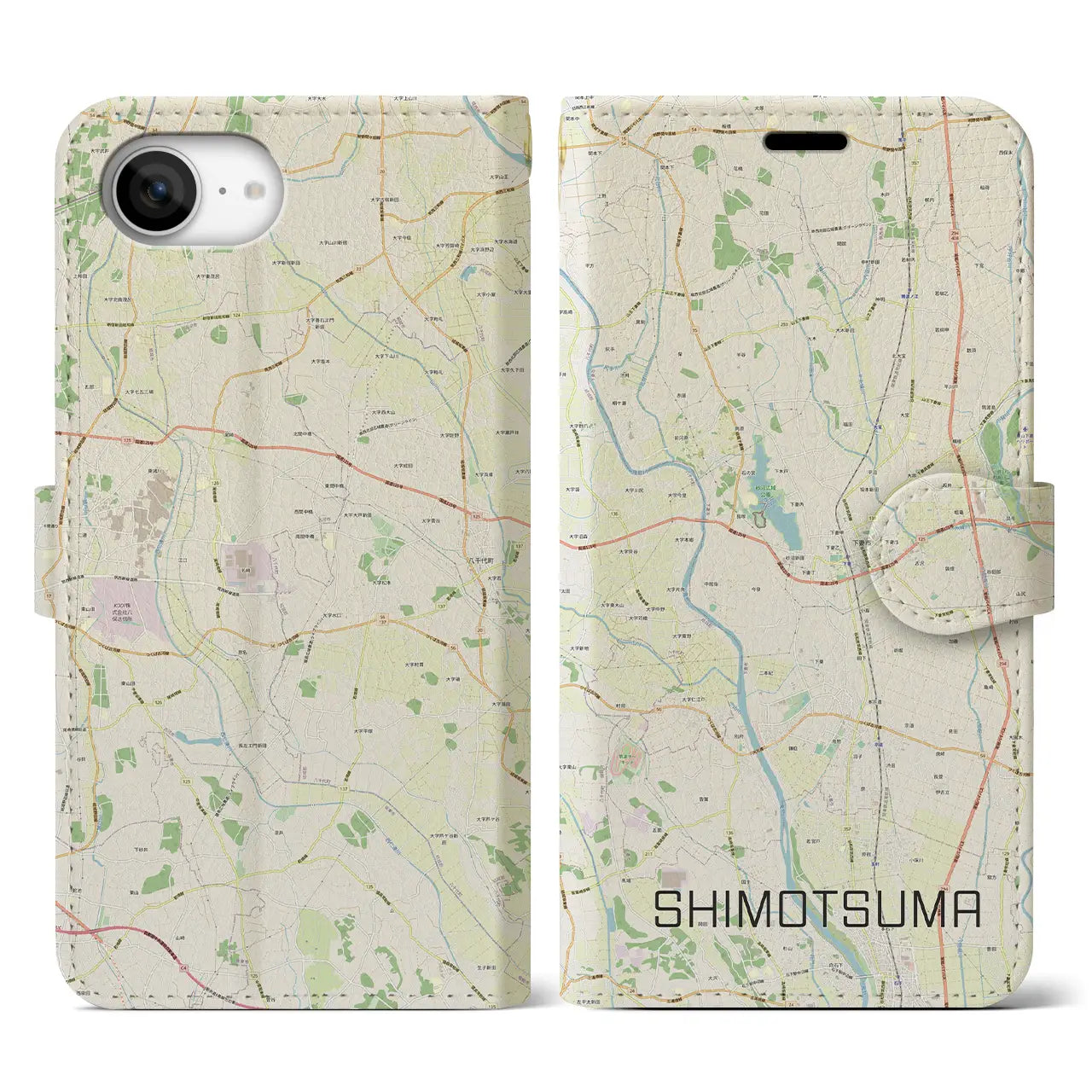 【下妻(茨城県)】地図柄iPhoneケース(手帳タイプ)