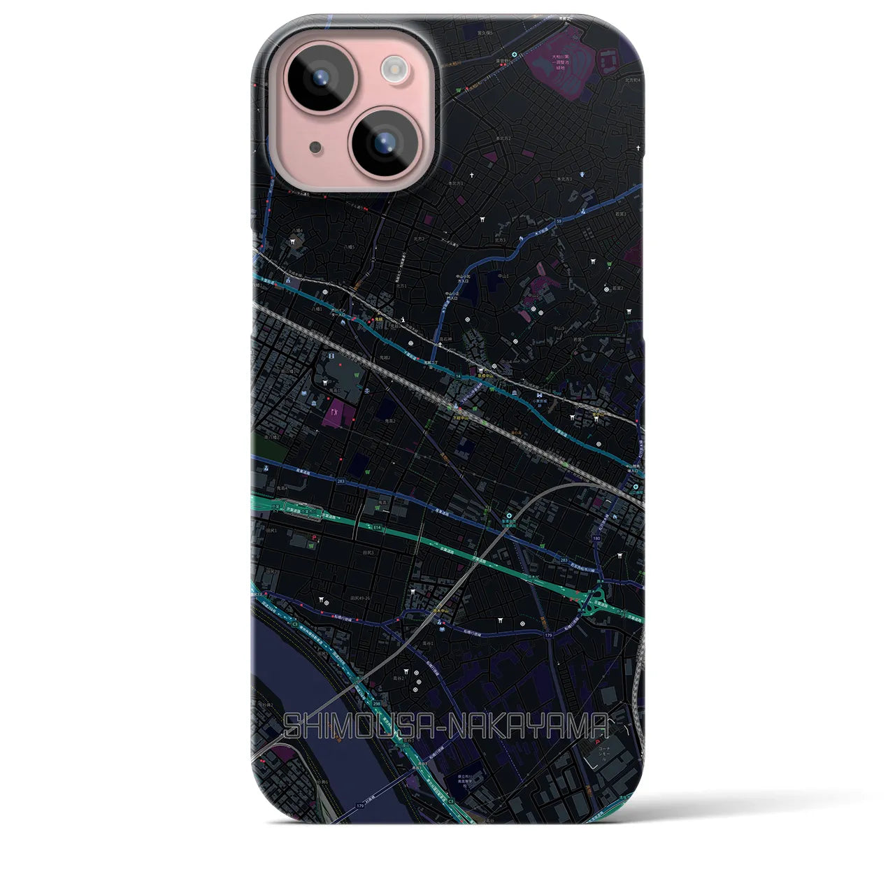 【下総中山(千葉県)】地図柄iPhoneケース(バックカバータイプ)