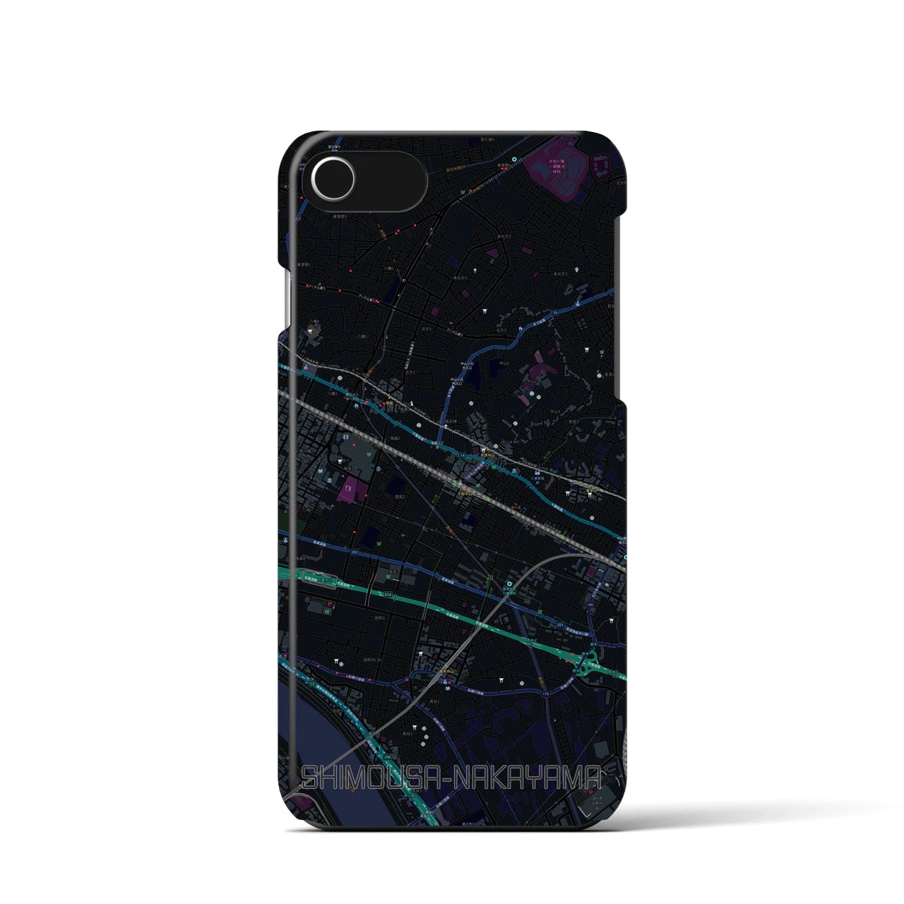 【下総中山(千葉県)】地図柄iPhoneケース(バックカバータイプ)