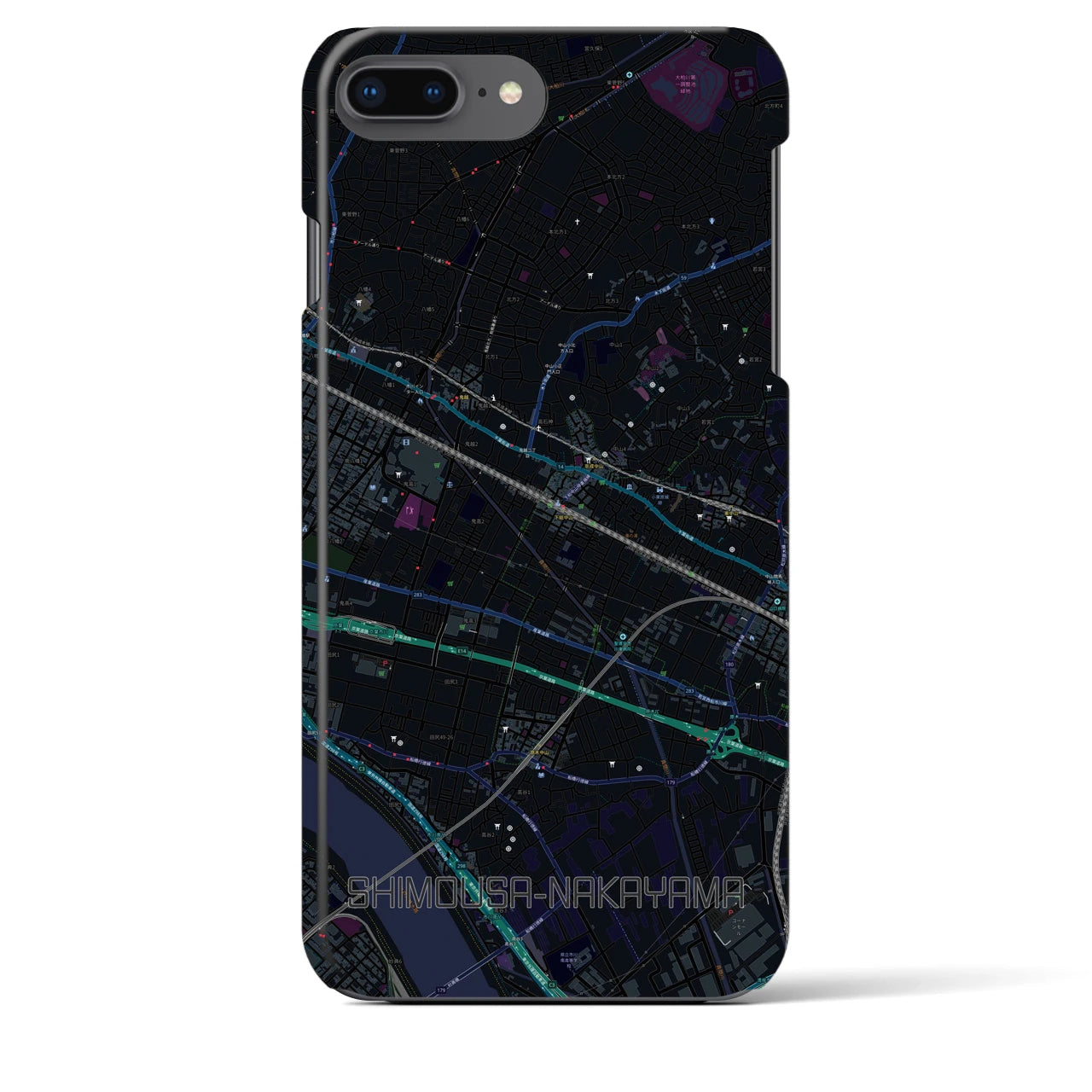 【下総中山(千葉県)】地図柄iPhoneケース(バックカバータイプ)