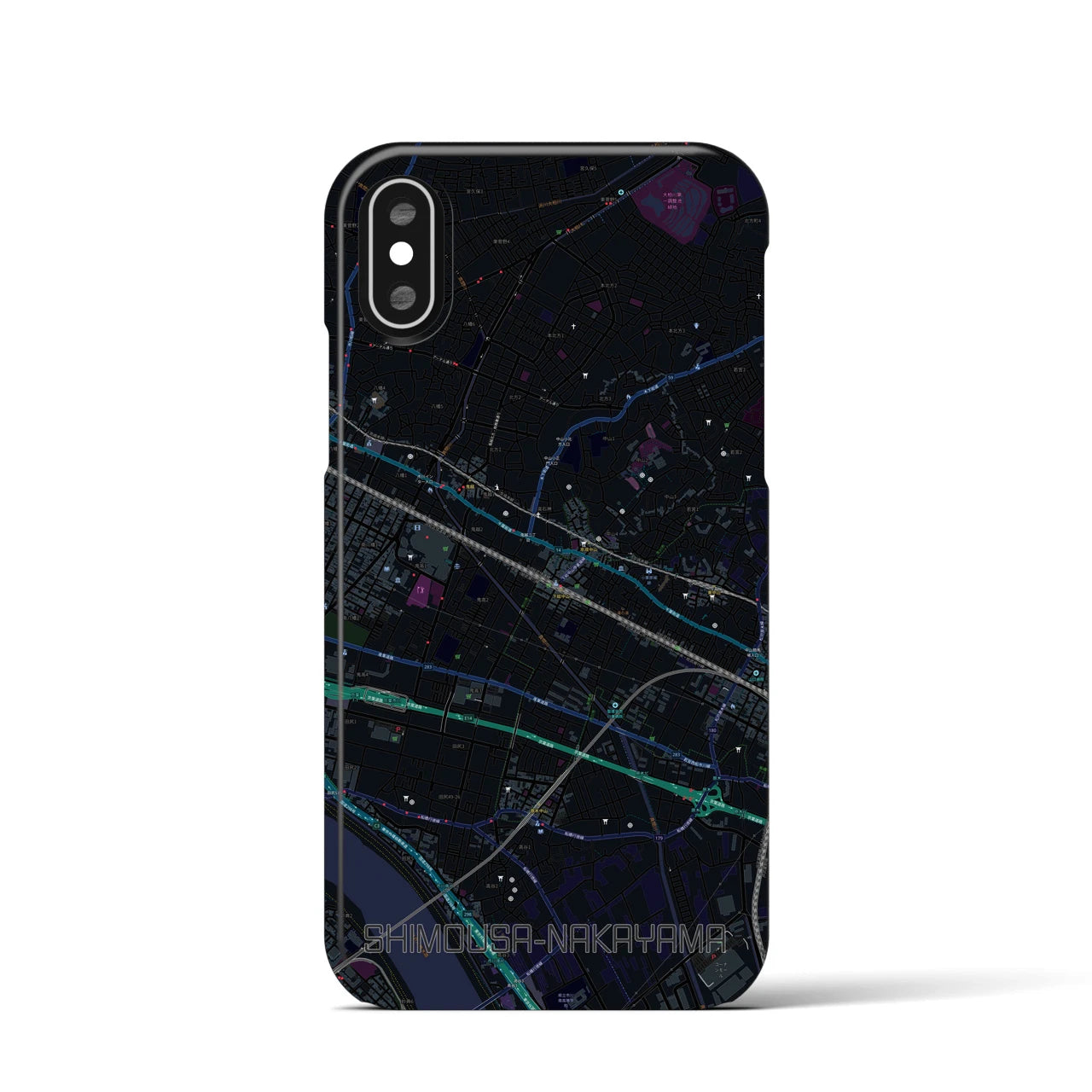 【下総中山(千葉県)】地図柄iPhoneケース(バックカバータイプ)