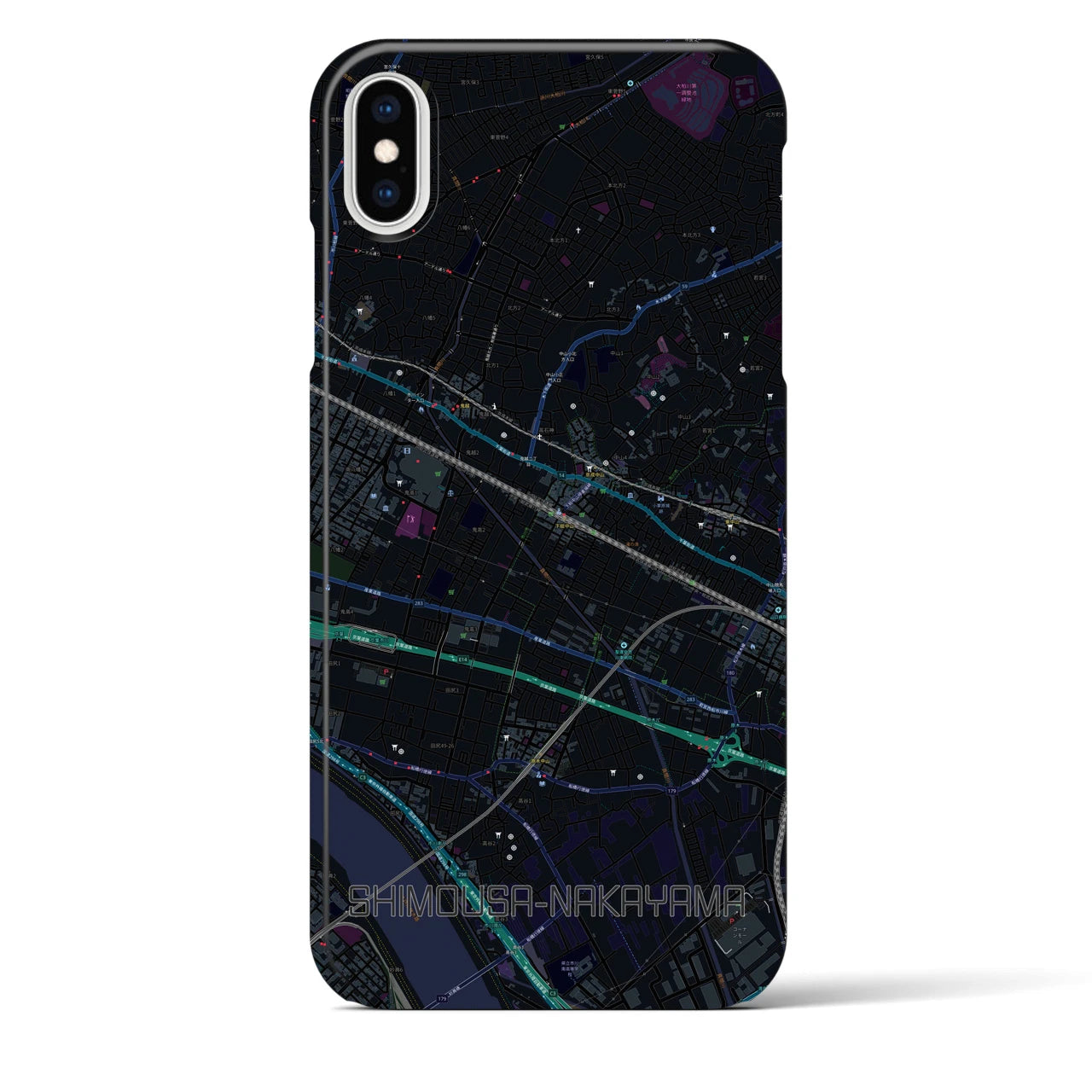 【下総中山(千葉県)】地図柄iPhoneケース(バックカバータイプ)