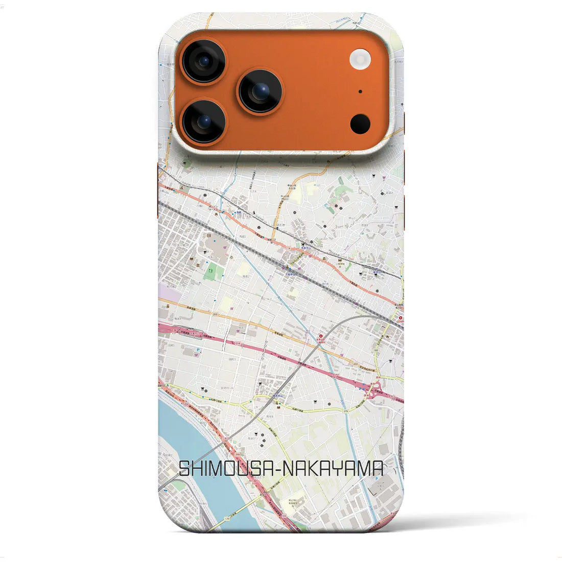 【下総中山(千葉県)】地図柄iPhoneケース(バックカバータイプ)ナチュラル・iPhone 17 Pro Max 用