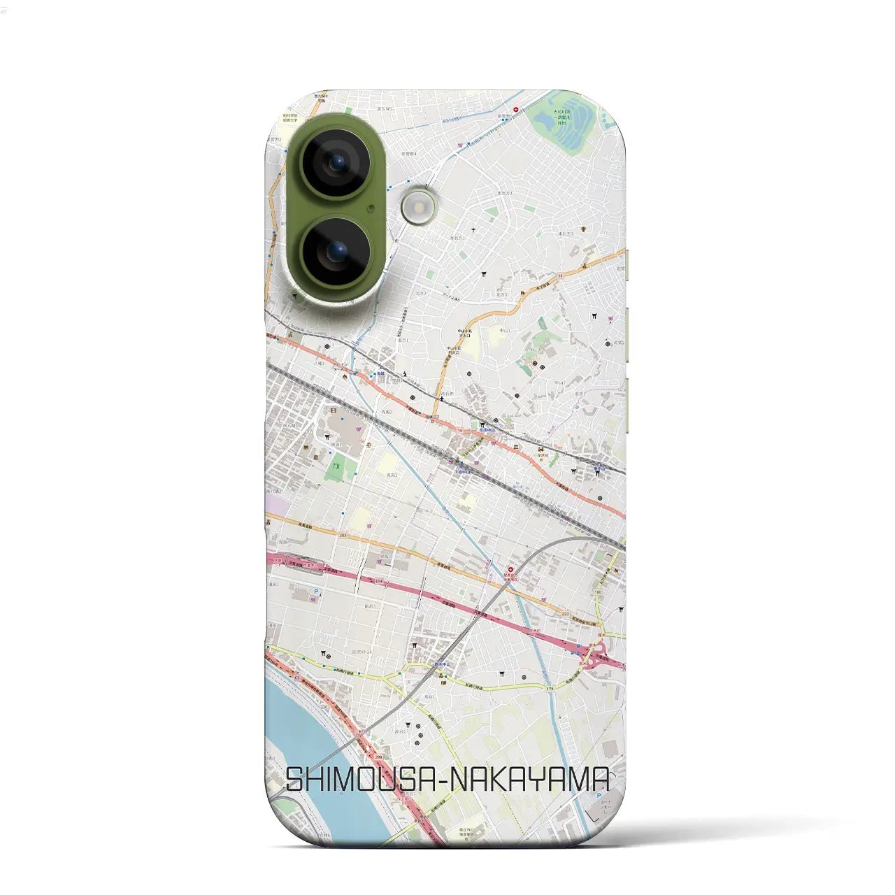 【下総中山(千葉県)】地図柄iPhoneケース(バックカバータイプ)ブラック・iPhone 17 Pro Max 用