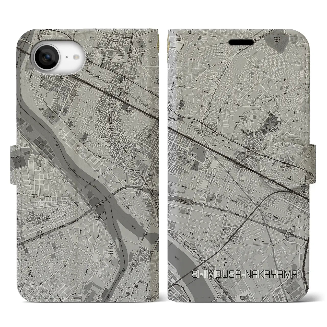 【下総中山(千葉県)】地図柄iPhoneケース(手帳タイプ)