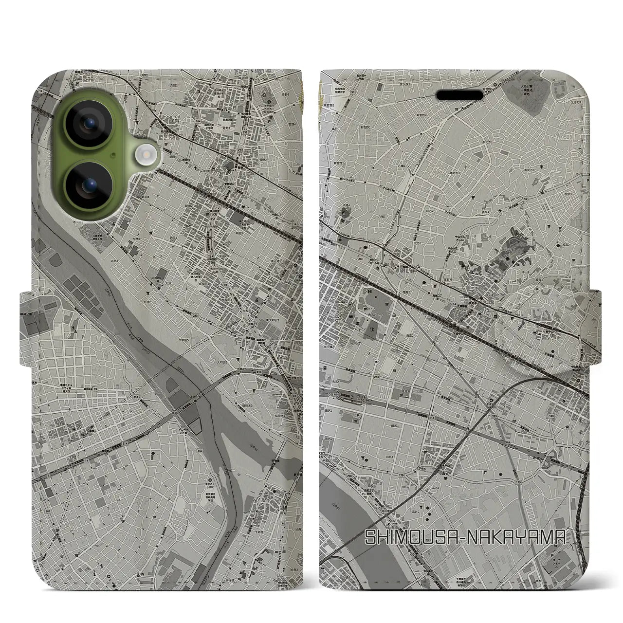 【下総中山(千葉県)】地図柄iPhoneケース(手帳タイプ)