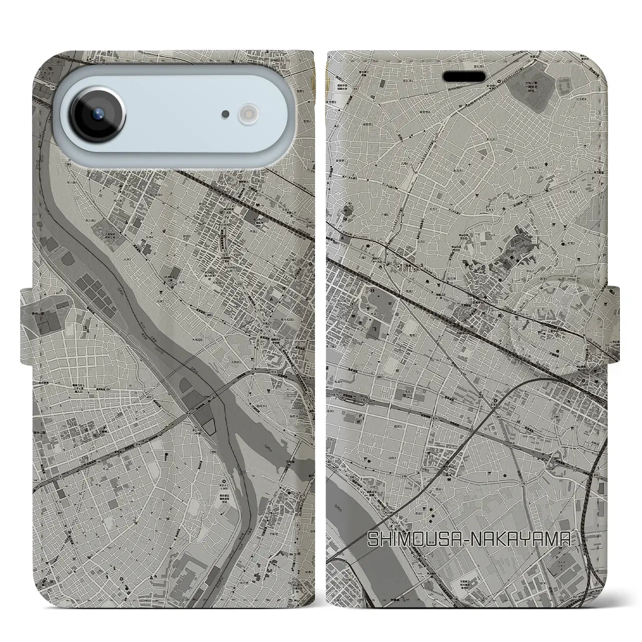 【下総中山(千葉県)】地図柄iPhoneケース(手帳タイプ)