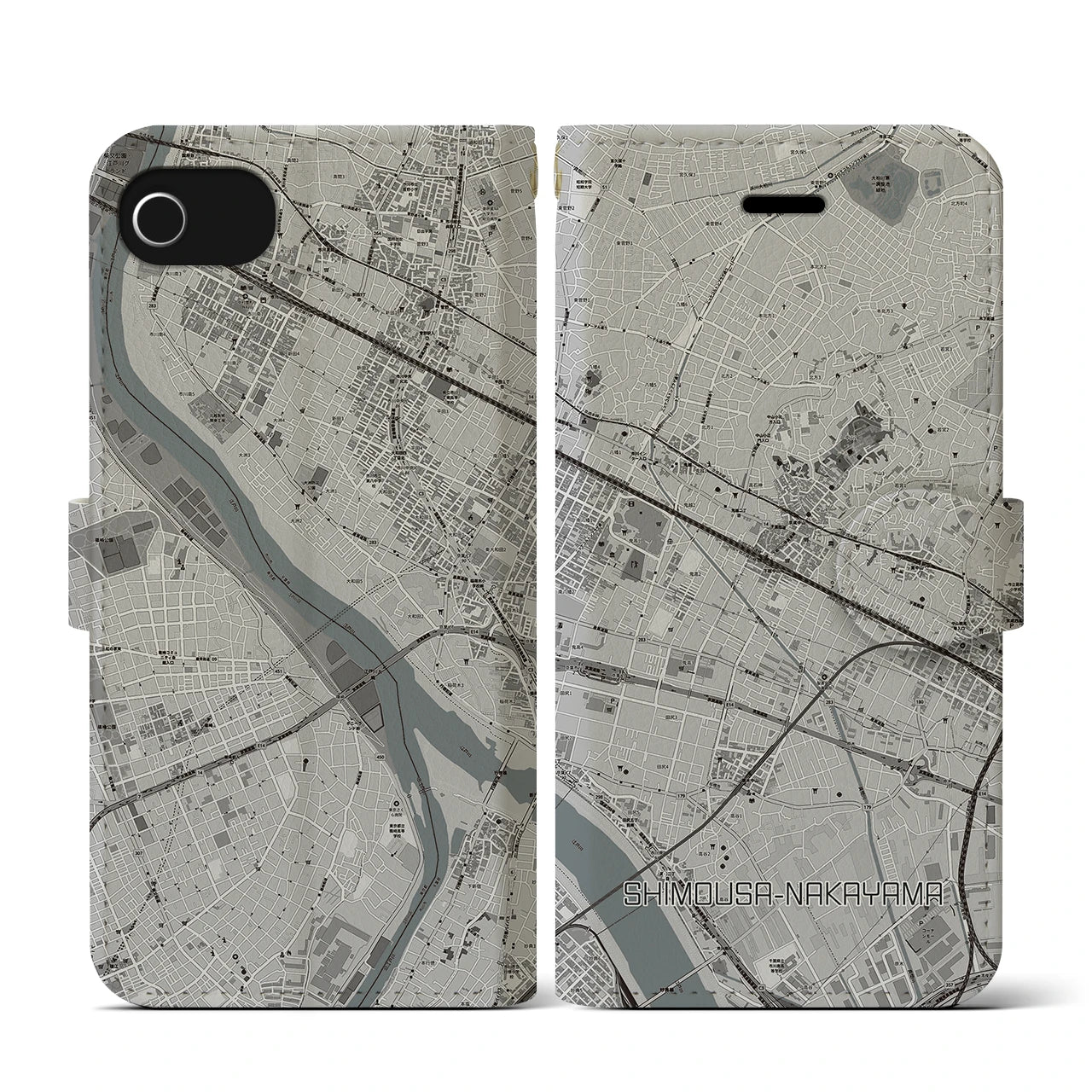 【下総中山(千葉県)】地図柄iPhoneケース(手帳タイプ)