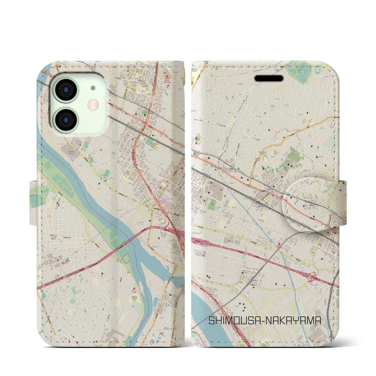 【下総中山(千葉県)】地図柄iPhoneケース(手帳タイプ)