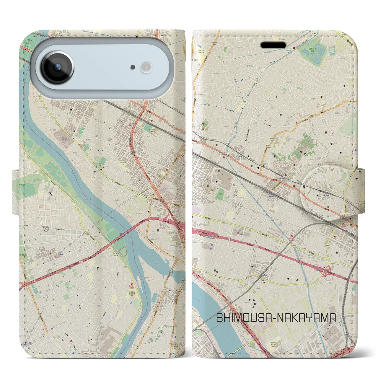 【下総中山(千葉県)】地図柄iPhoneケース(手帳タイプ)