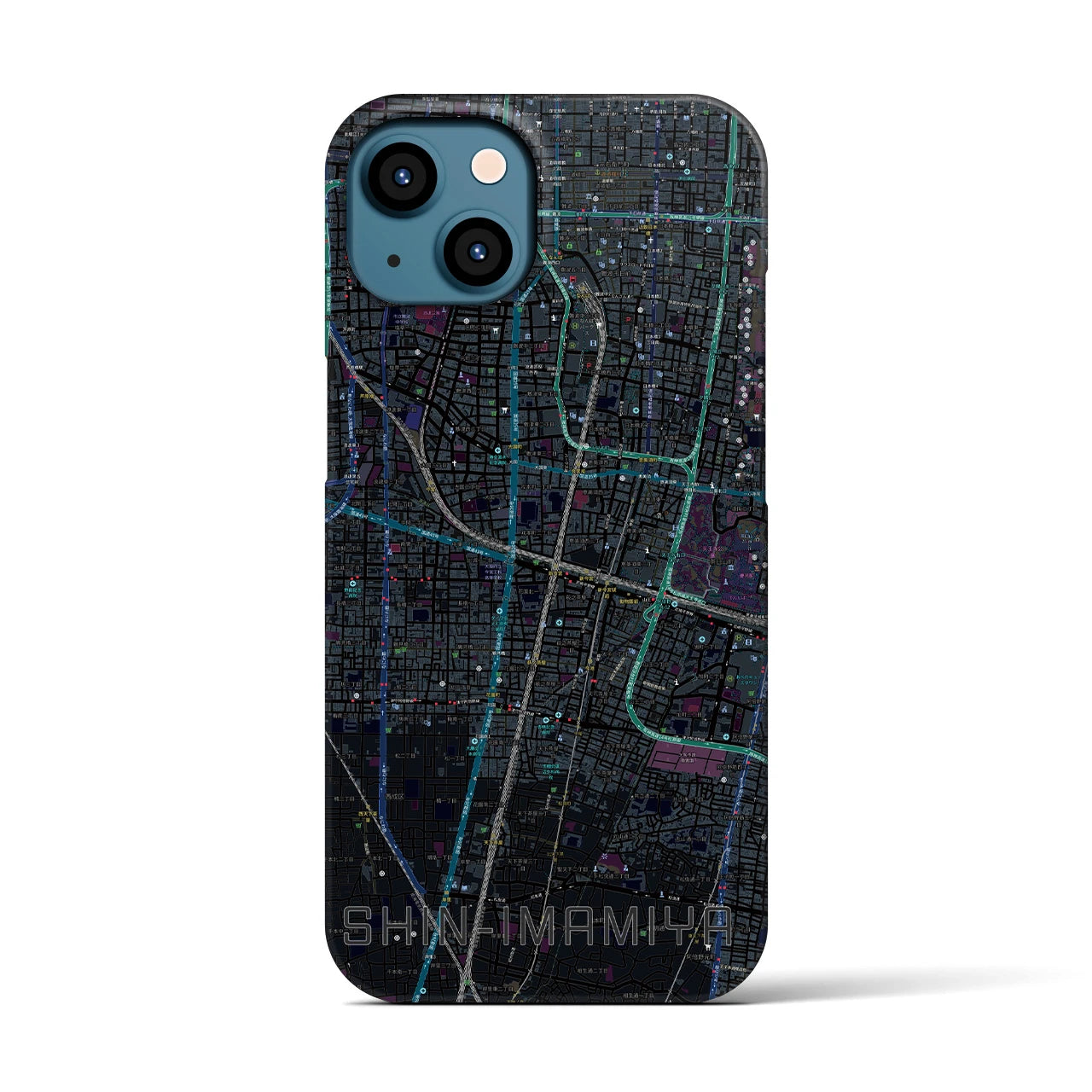 【新今宮(大阪府)】地図柄iPhoneケース(バックカバータイプ)