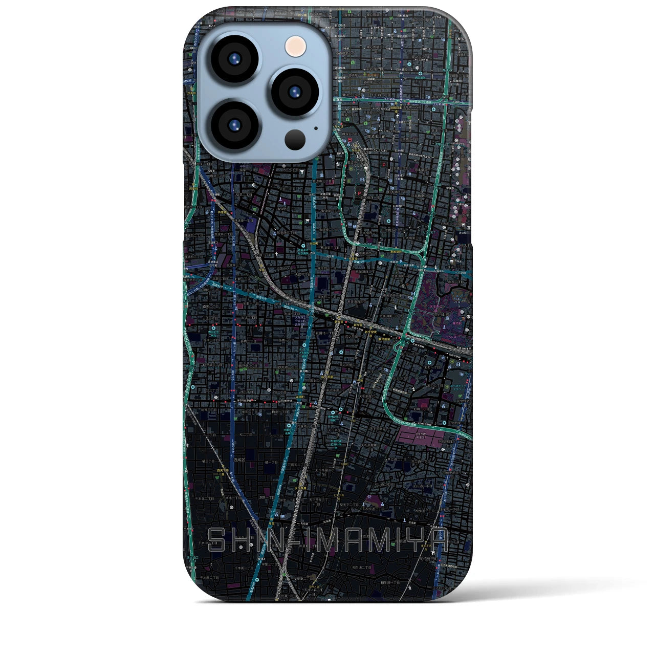 【新今宮(大阪府)】地図柄iPhoneケース(バックカバータイプ)
