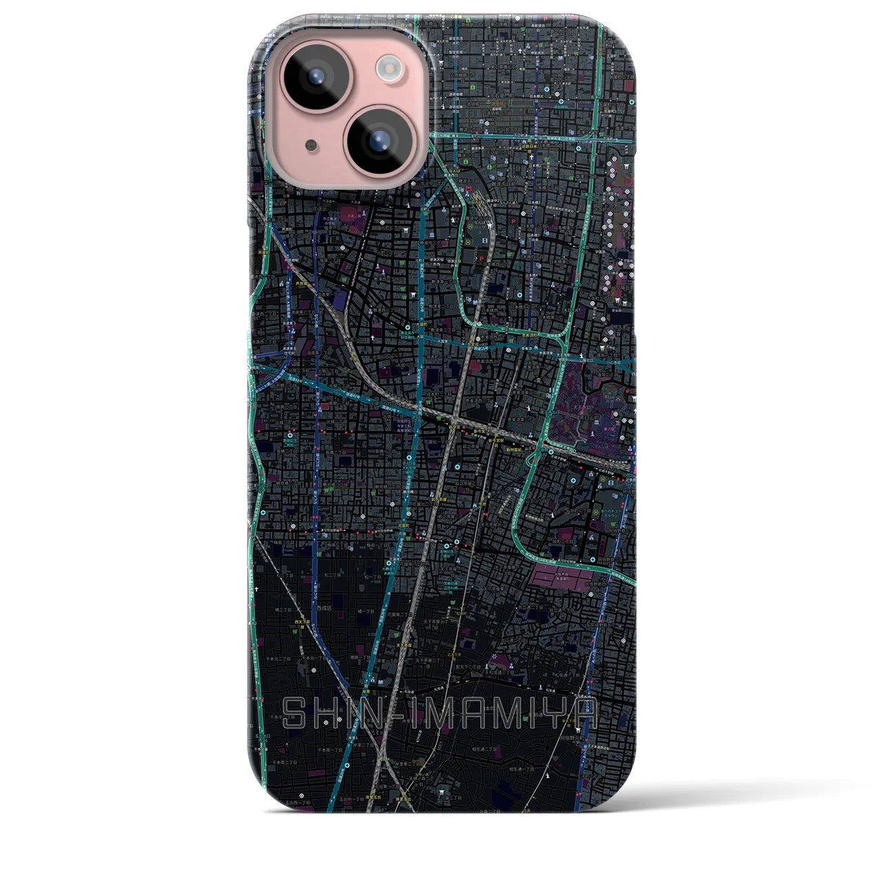 【新今宮(大阪府)】地図柄iPhoneケース(バックカバータイプ)