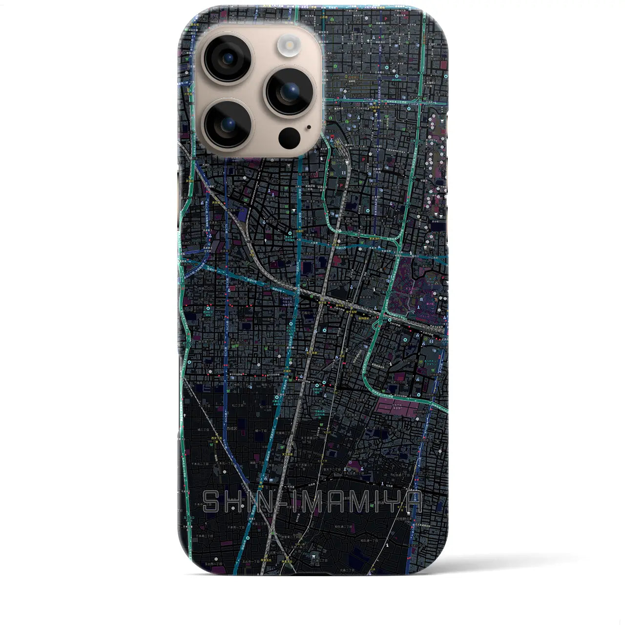 【新今宮(大阪府)】地図柄iPhoneケース(バックカバータイプ)