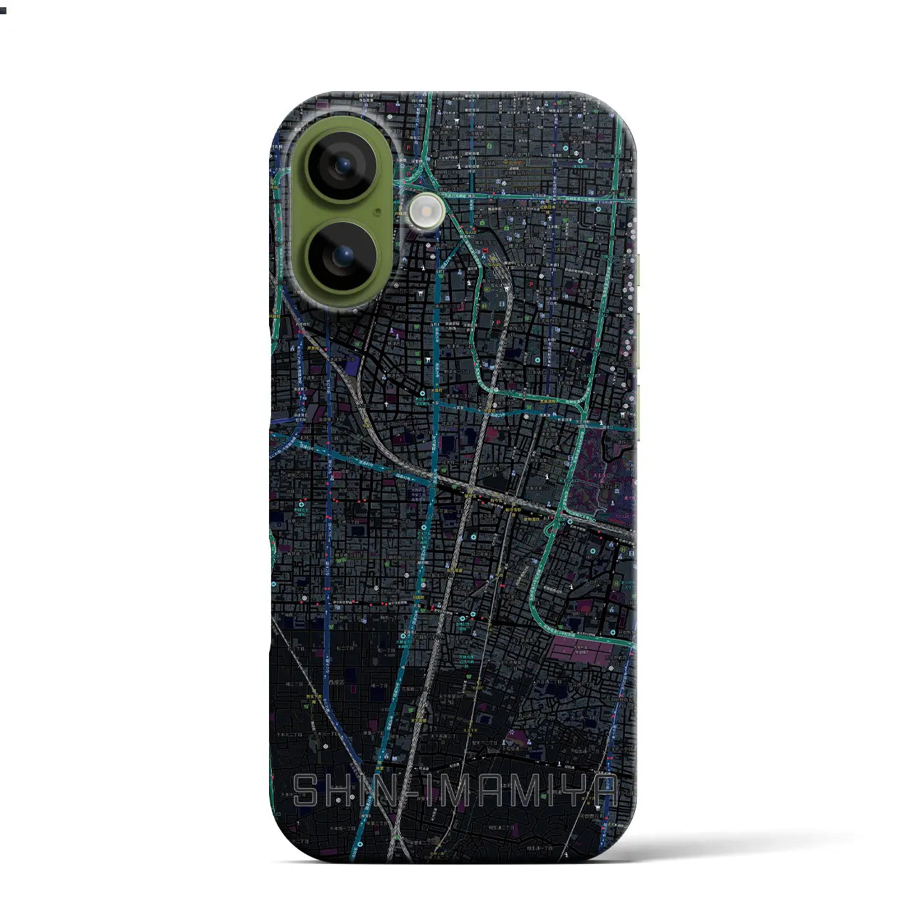 【新今宮(大阪府)】地図柄iPhoneケース(バックカバータイプ)