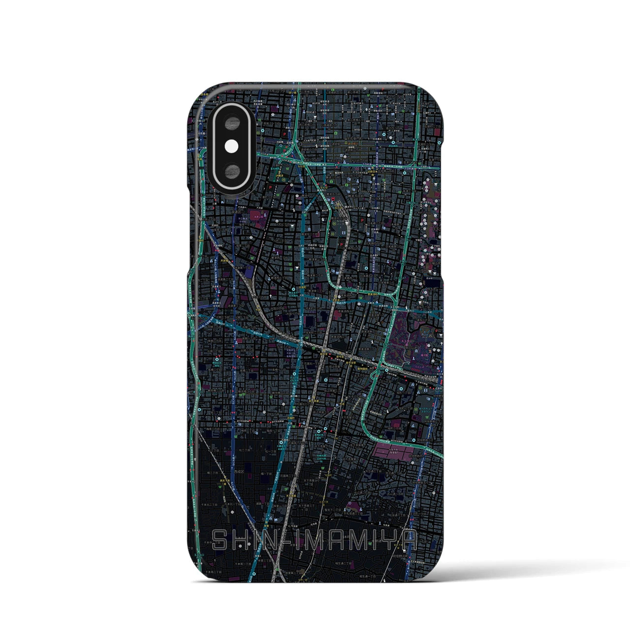 【新今宮(大阪府)】地図柄iPhoneケース(バックカバータイプ)