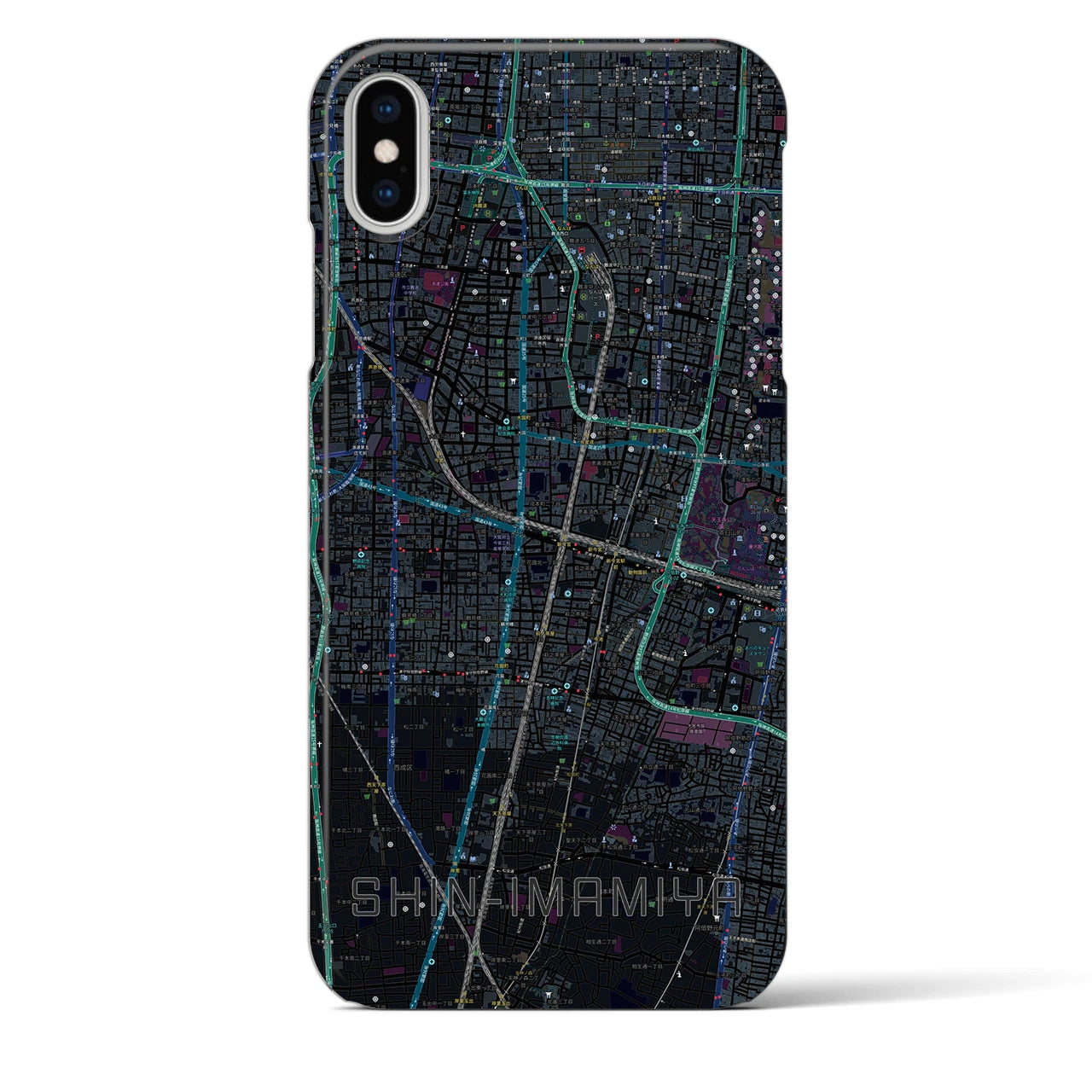 【新今宮(大阪府)】地図柄iPhoneケース(バックカバータイプ)
