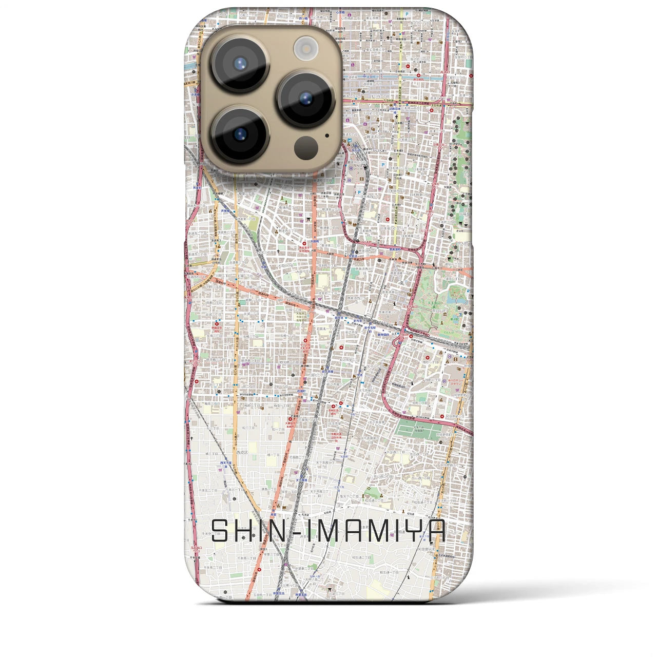 【新今宮(大阪府)】地図柄iPhoneケース(バックカバータイプ)