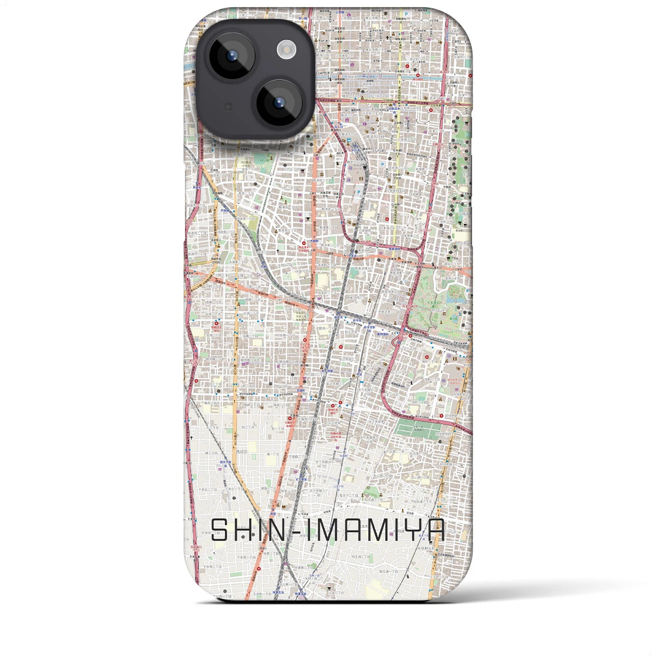 【新今宮(大阪府)】地図柄iPhoneケース(バックカバータイプ)