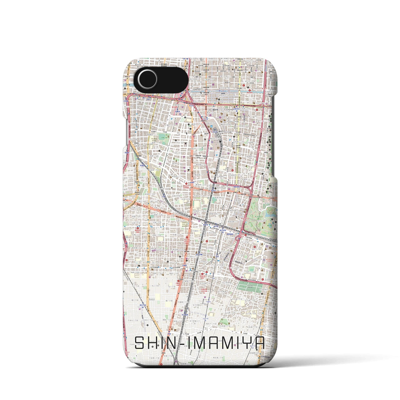 【新今宮(大阪府)】地図柄iPhoneケース(バックカバータイプ)